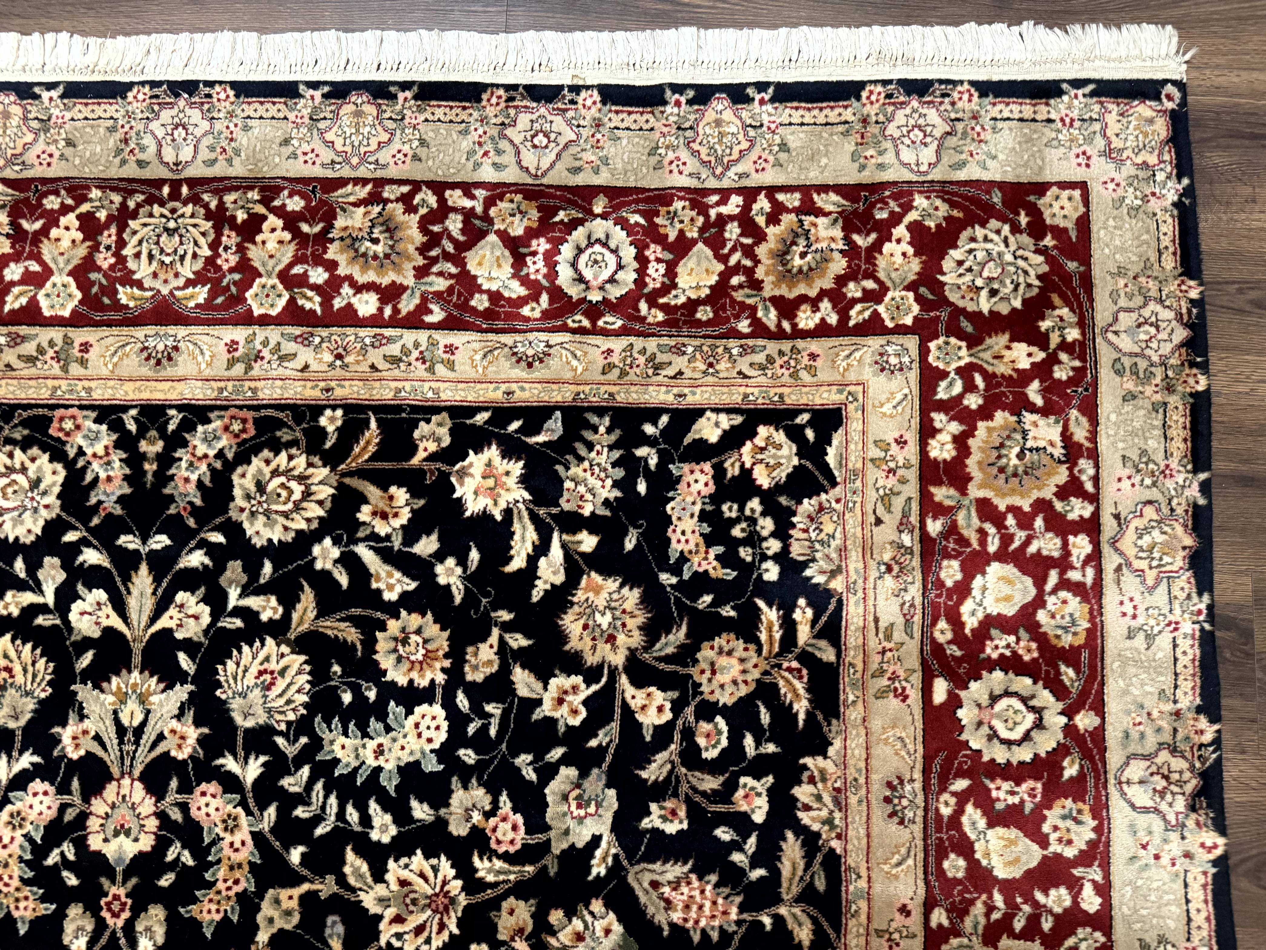 Sino Persian Rug 8x10, Black and Red, Floral Allover - Jewel Rugs