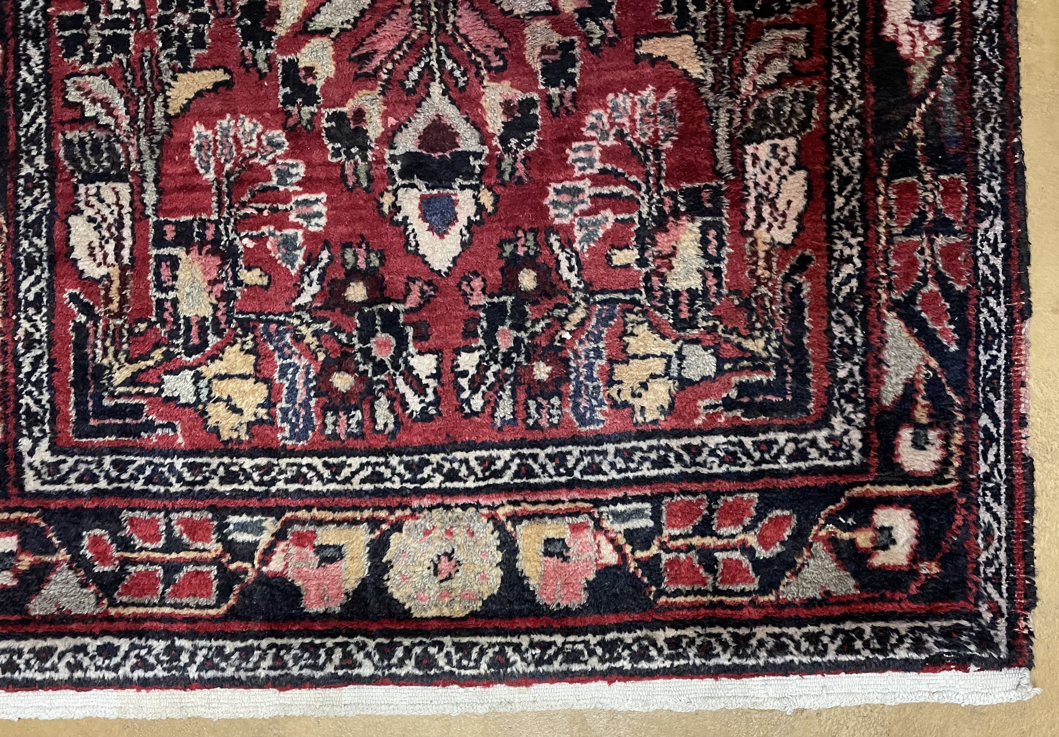 3' 4" X 9' Antique Handmade Wool Rug Runner Floral Organic Dyes Red Nice - Jewel Rugs