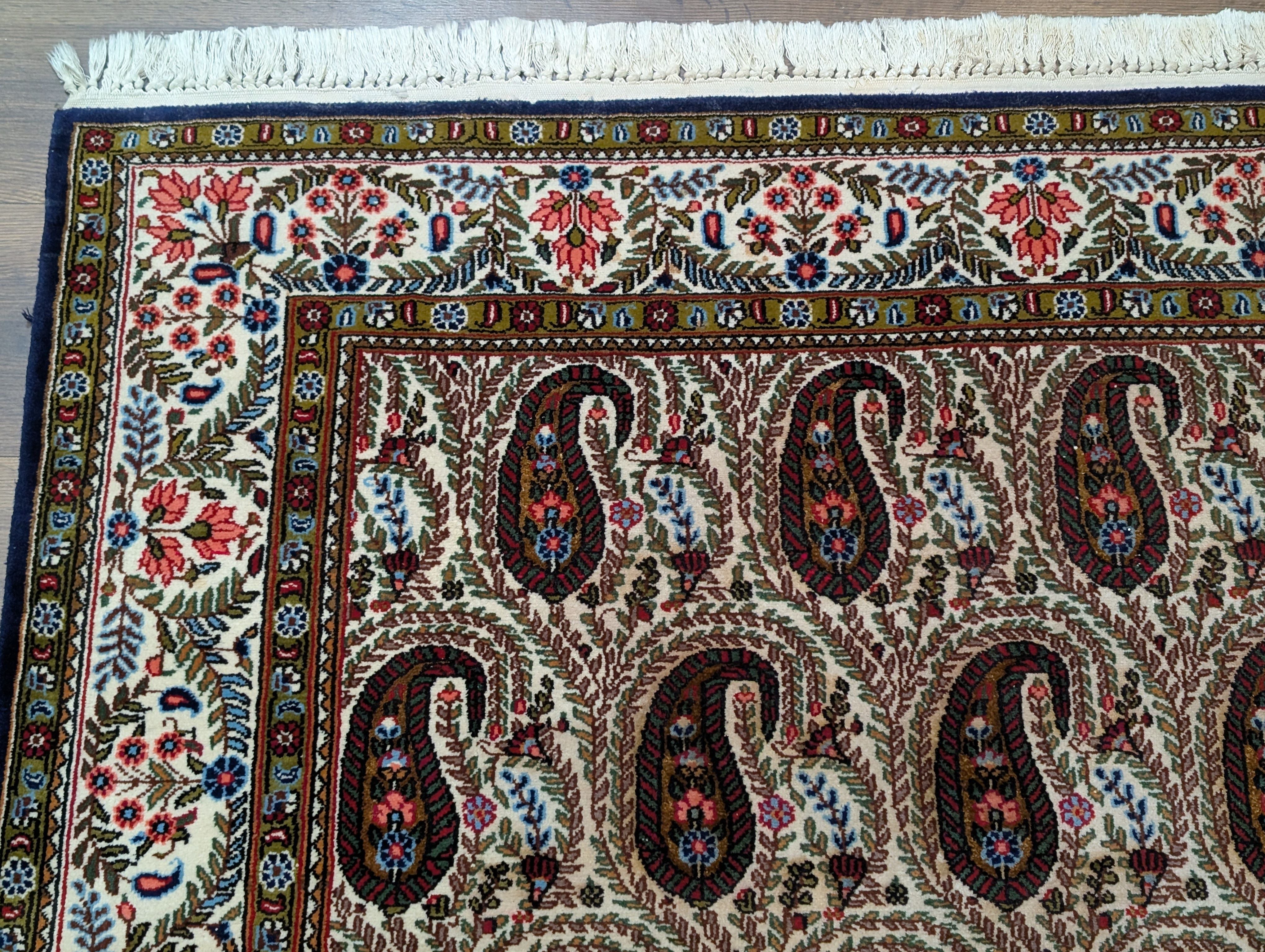 Persian Qum Rug 5x7, Paisley Boteh Design, Hand Knotted Fine 210 KPSI - Jewel Rugs