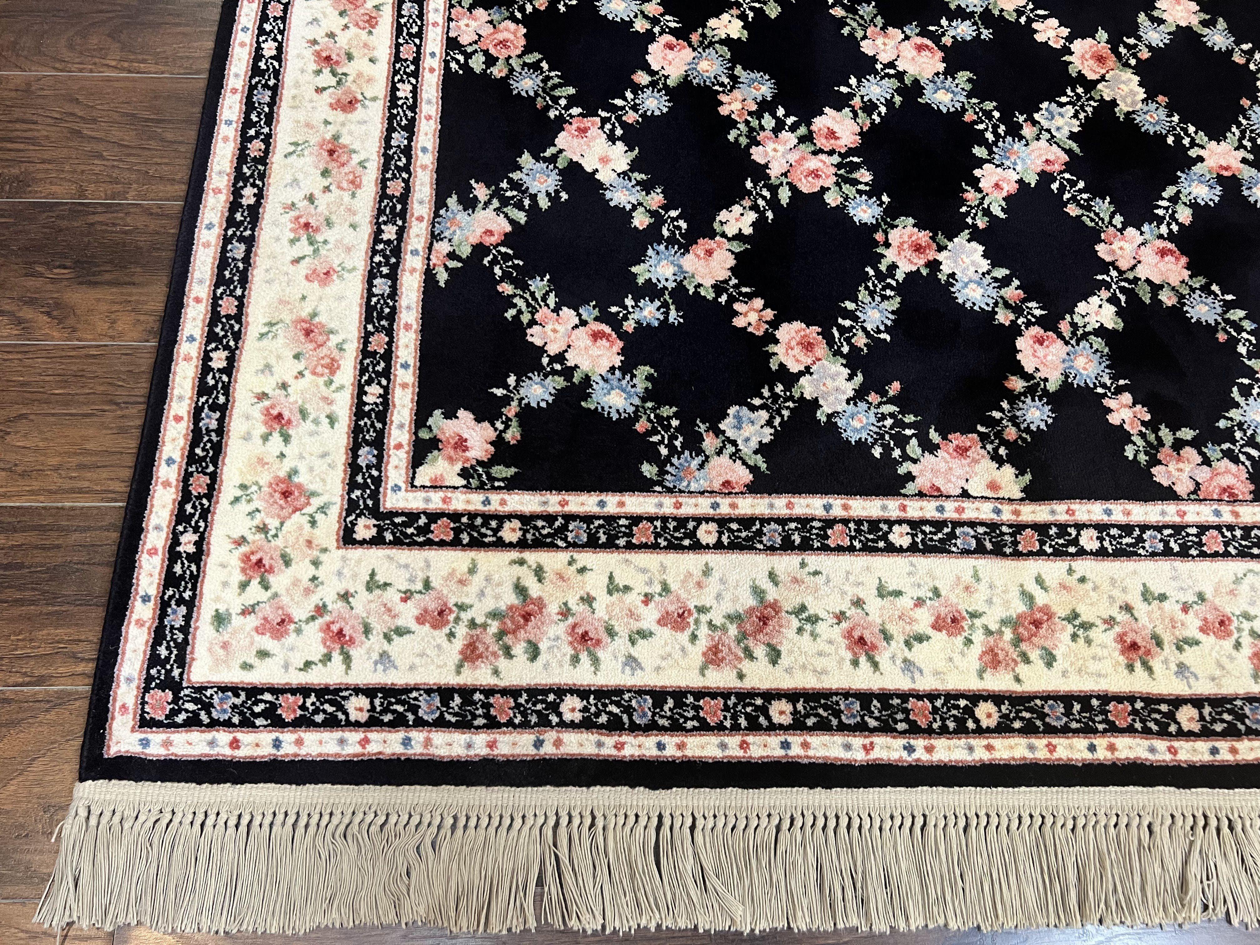 Karastan Rug 8.8 x 12, Garden of Eden #509/1270, Ebony Trellis, Vintage Discontinued Wool Pile Karastan Carpet - Jewel Rugs