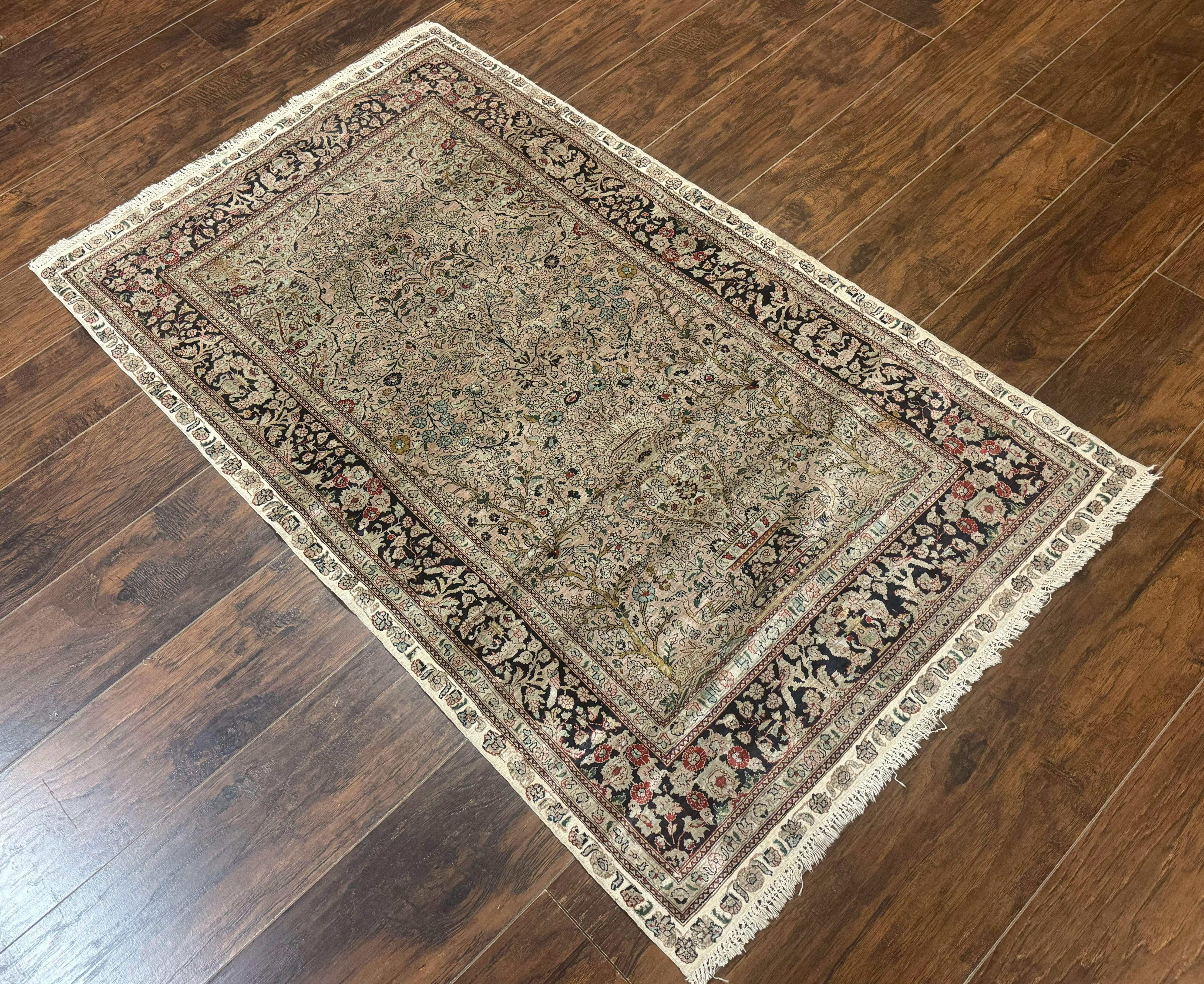 Sino Persian Silk Tree of Life Rug 3x5, Very Fine 550 KPSI, Taupe - Jewel Rugs