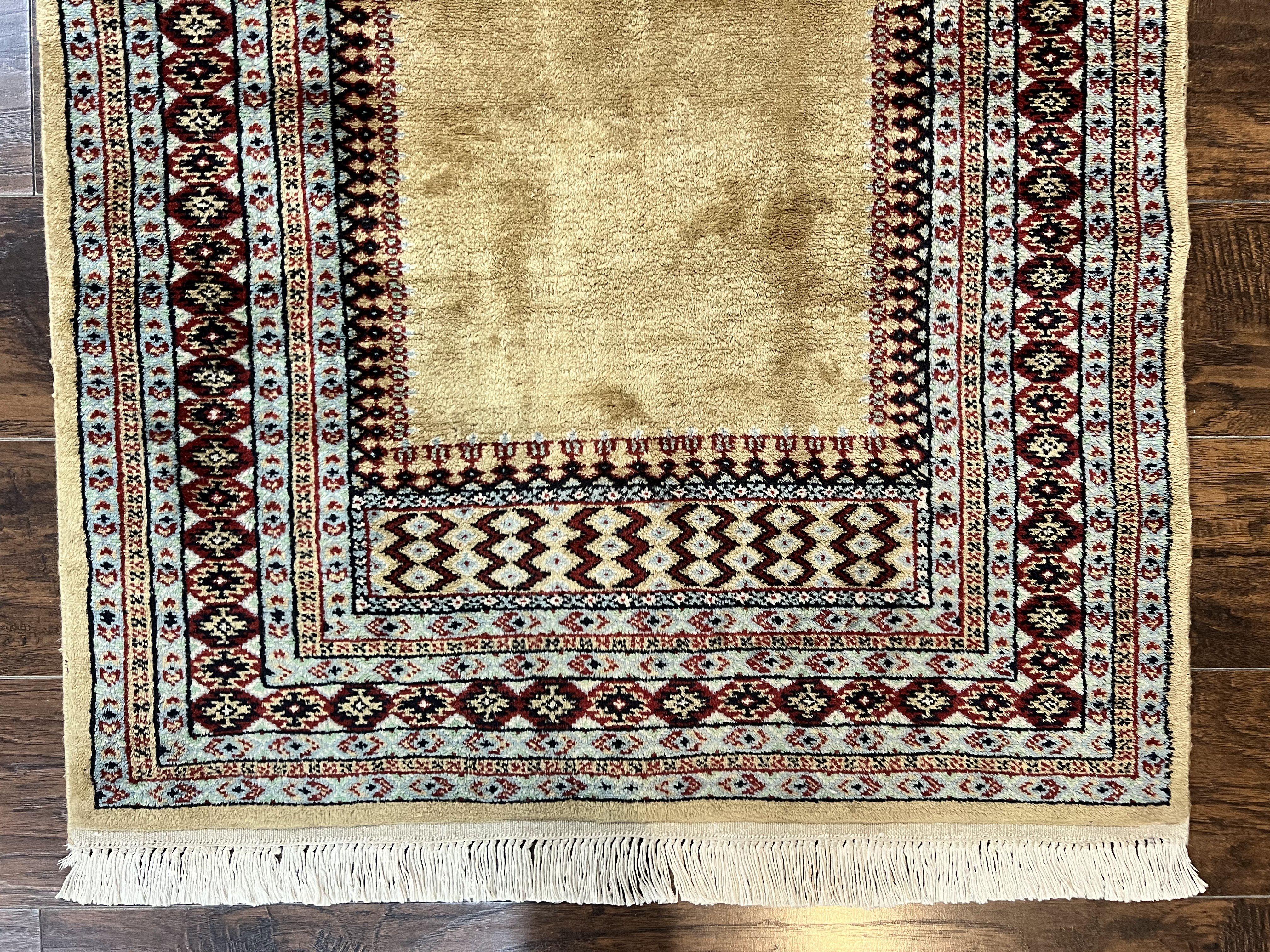 Bokhara Prayer Rug 3x5, Pakistani Turkoman Carpet, Tan, Handmade Vintage Wool Carpet - Jewel Rugs