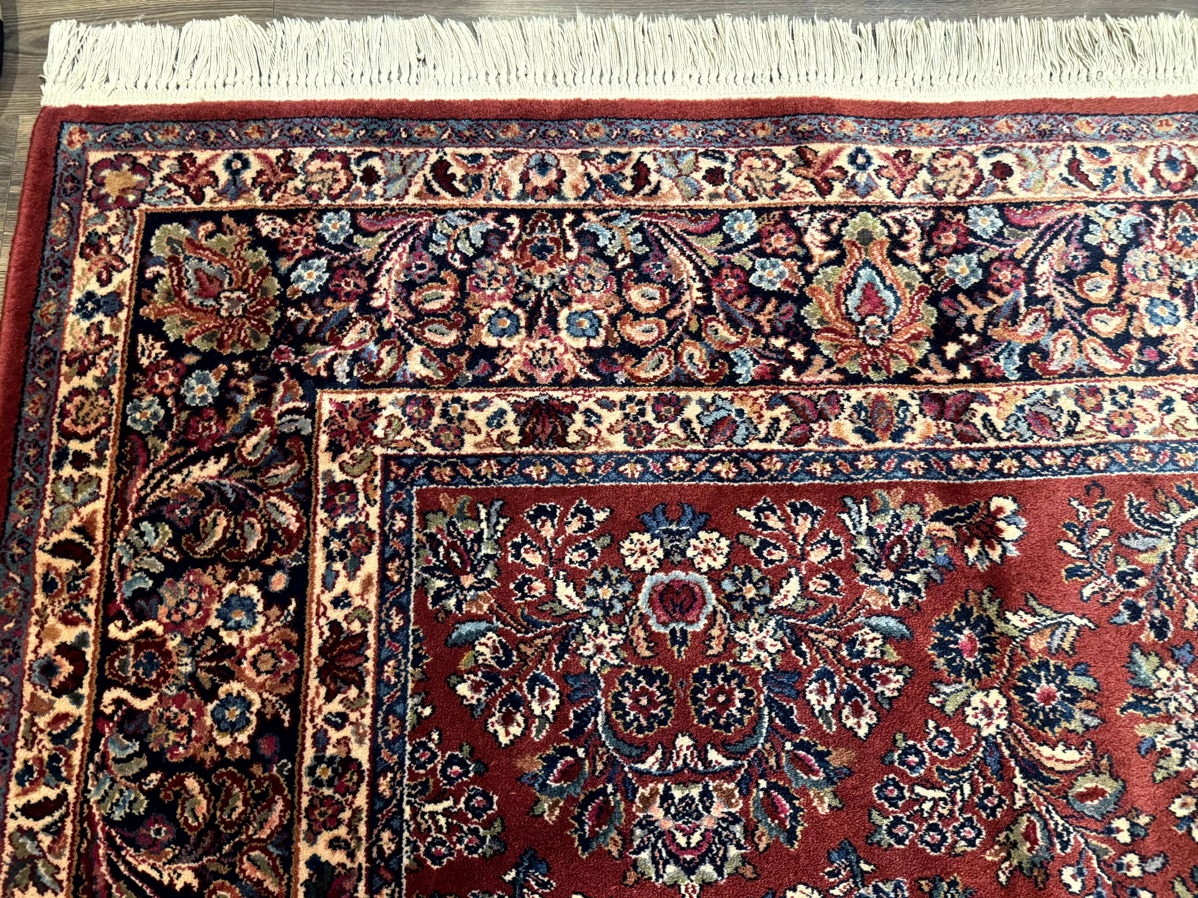 10x14 Karastan Rug Red Sarouk #785, Wool Original 700 Series - Jewel Rugs