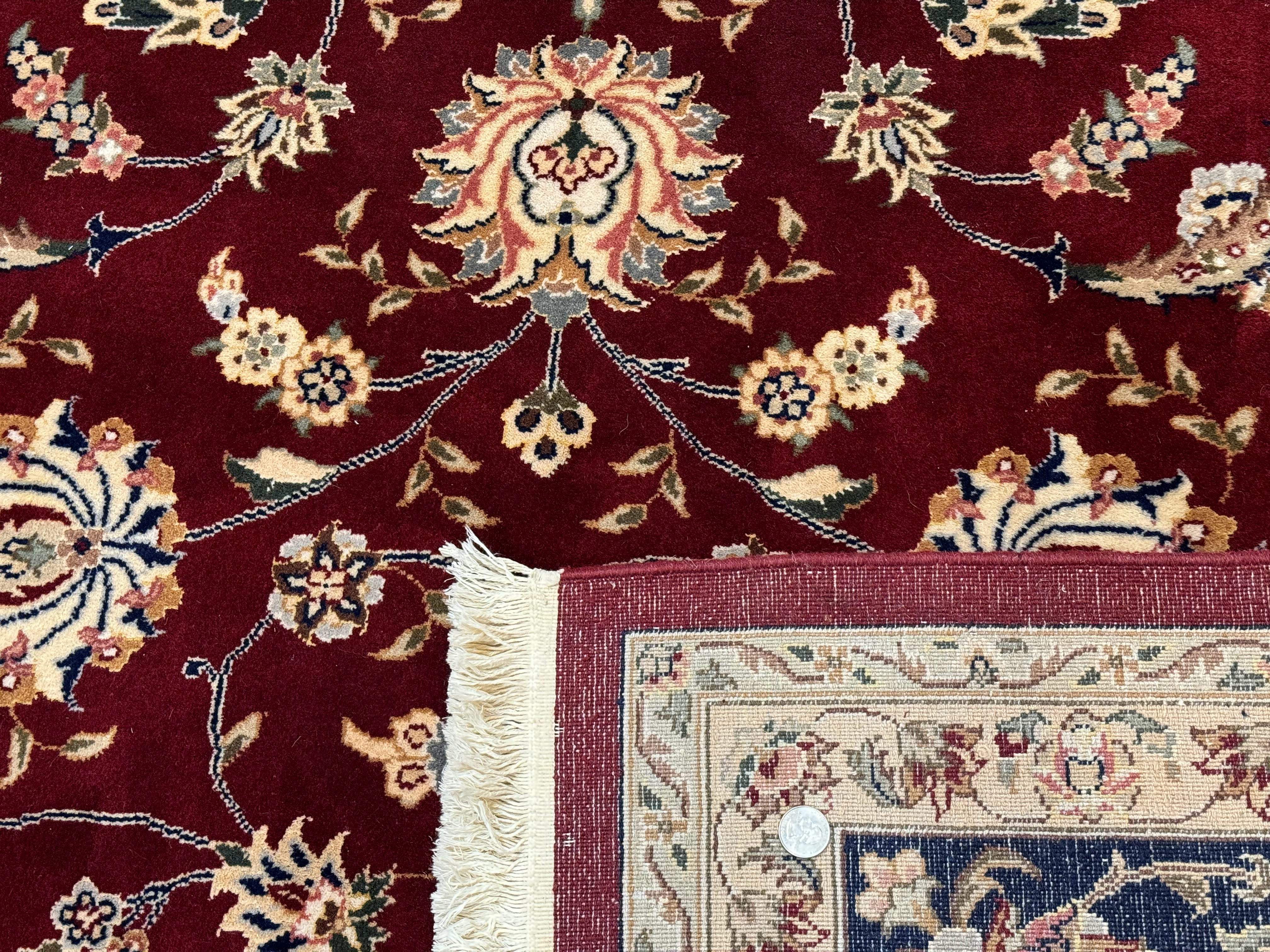 Sino Persian Rug 9x11, Burgundy and Navy Blue, Fine 200 KPSI, Floral Allover - Jewel Rugs