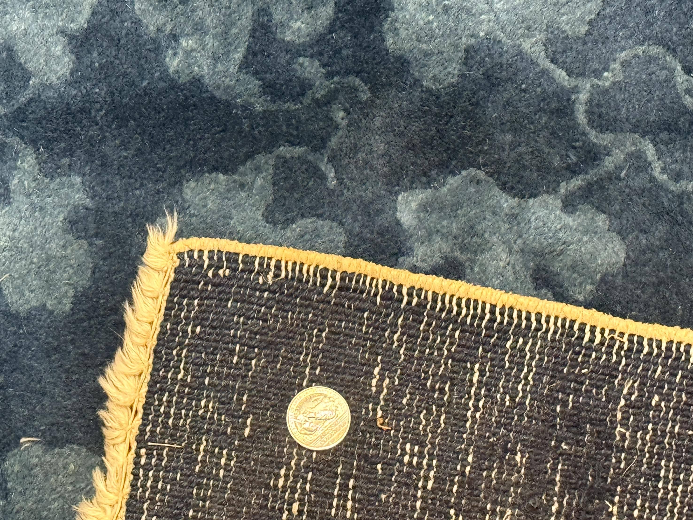 Blue Chinese Wool Rug 6x9, Chinese Peking Rug, Peacocks and Vases, Vintage Carpet - Jewel Rugs