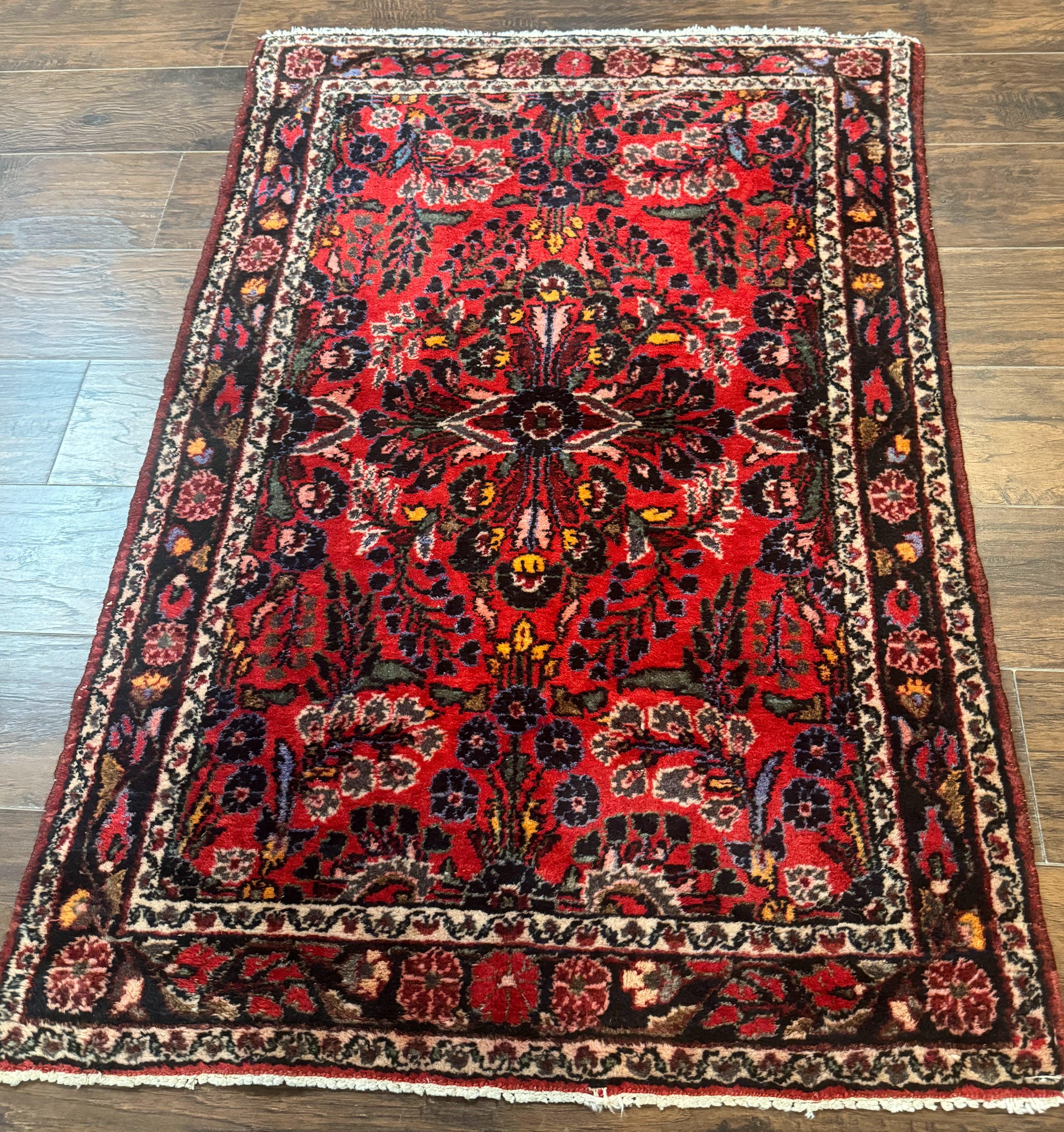 Persian Rug 3x5, Red Tribal Rug, Semi Antique, Wool Rug 3 x 5, Persian Hamadan Rug - Jewel Rugs