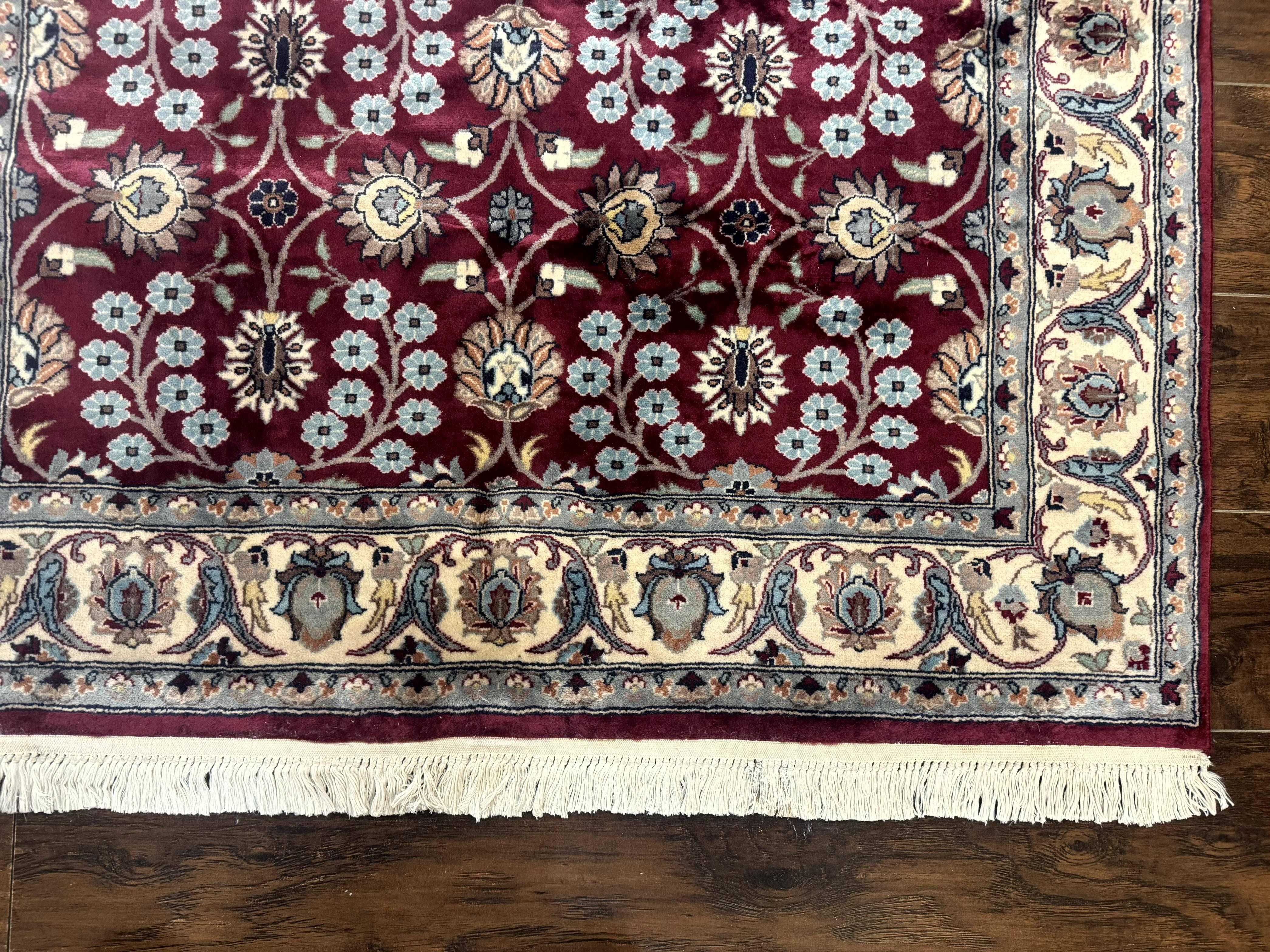Pak Persian Rug 4x6, Floral Allover, Vintage Wool Carpet, Plum and Ivory - Jewel Rugs