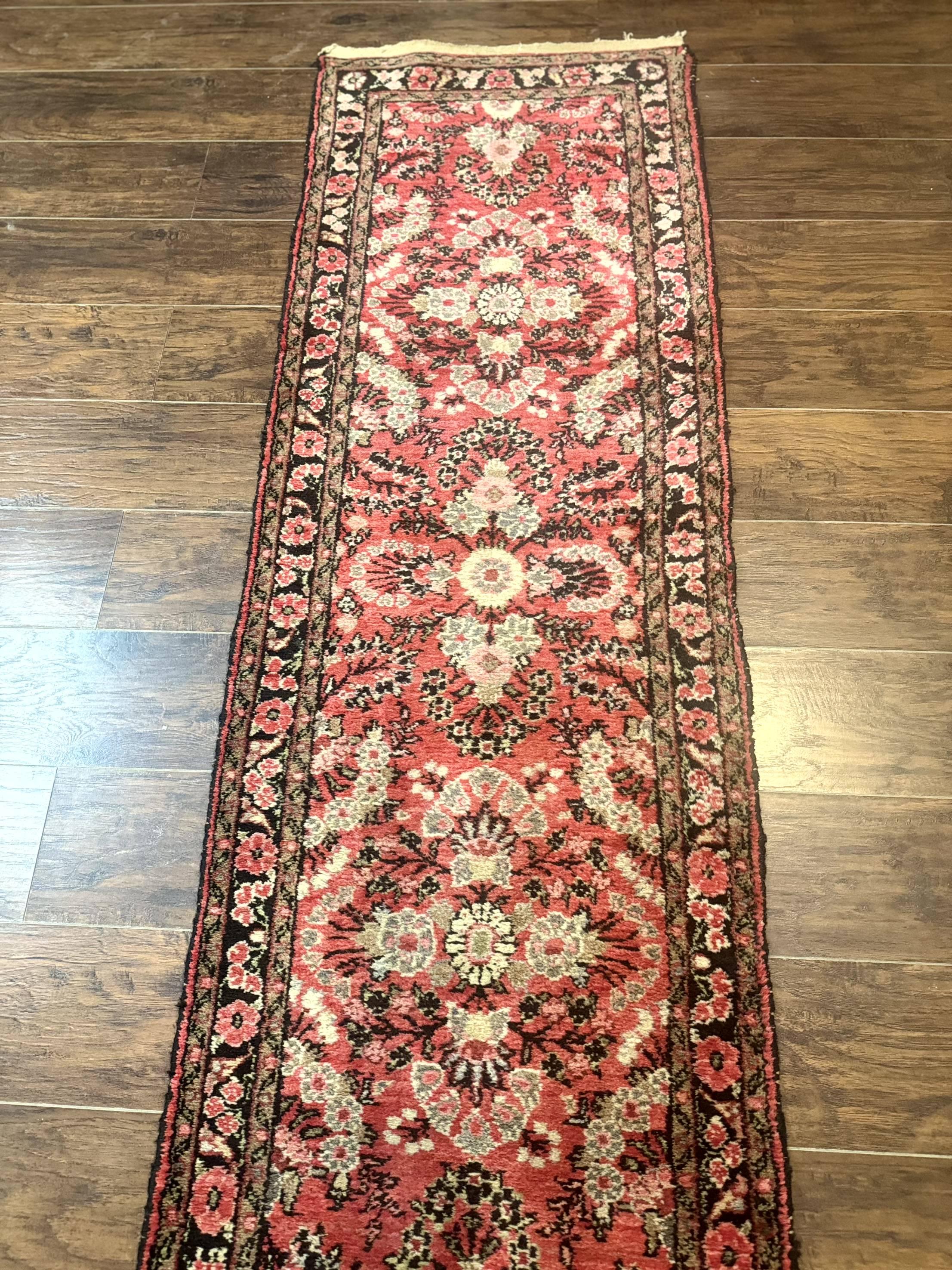 Persian Hamadan Runner Rug 2 x 13.6 – Red Floral Wool Hallway Carpet - Jewel Rugs