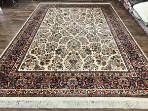 Karastan Rug 8' 8" x 12', Ivory Sarouk #760, Original Karastan Carpet 700 Series, Wool Karastan Area Rug, USA Made, Large Karastan w/ Label