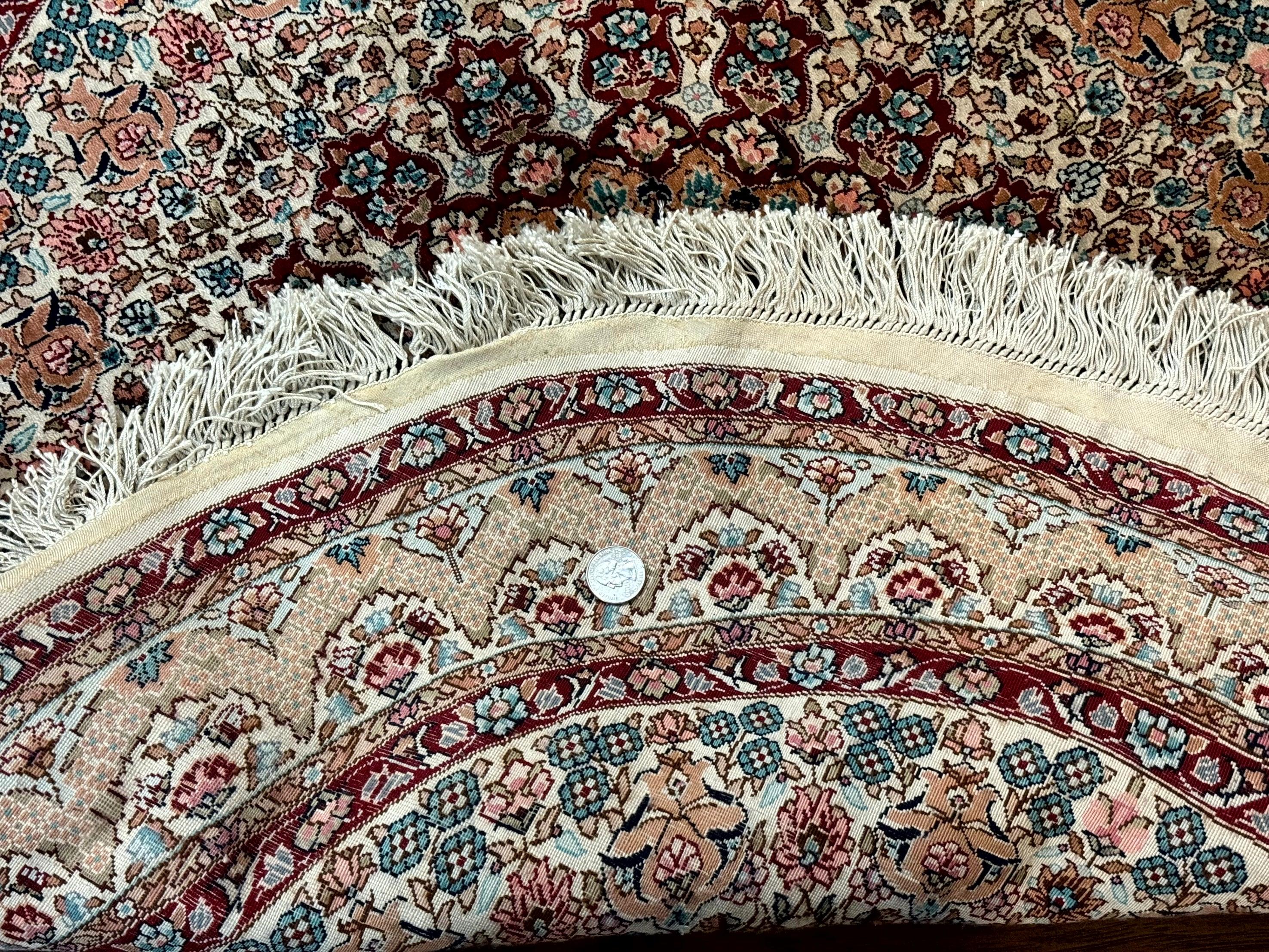 Round Silk Rug 3x3, Extremely Fine 580 KSPI, Sino Persian Round Handmade Carpet, Silk on Silk - Jewel Rugs