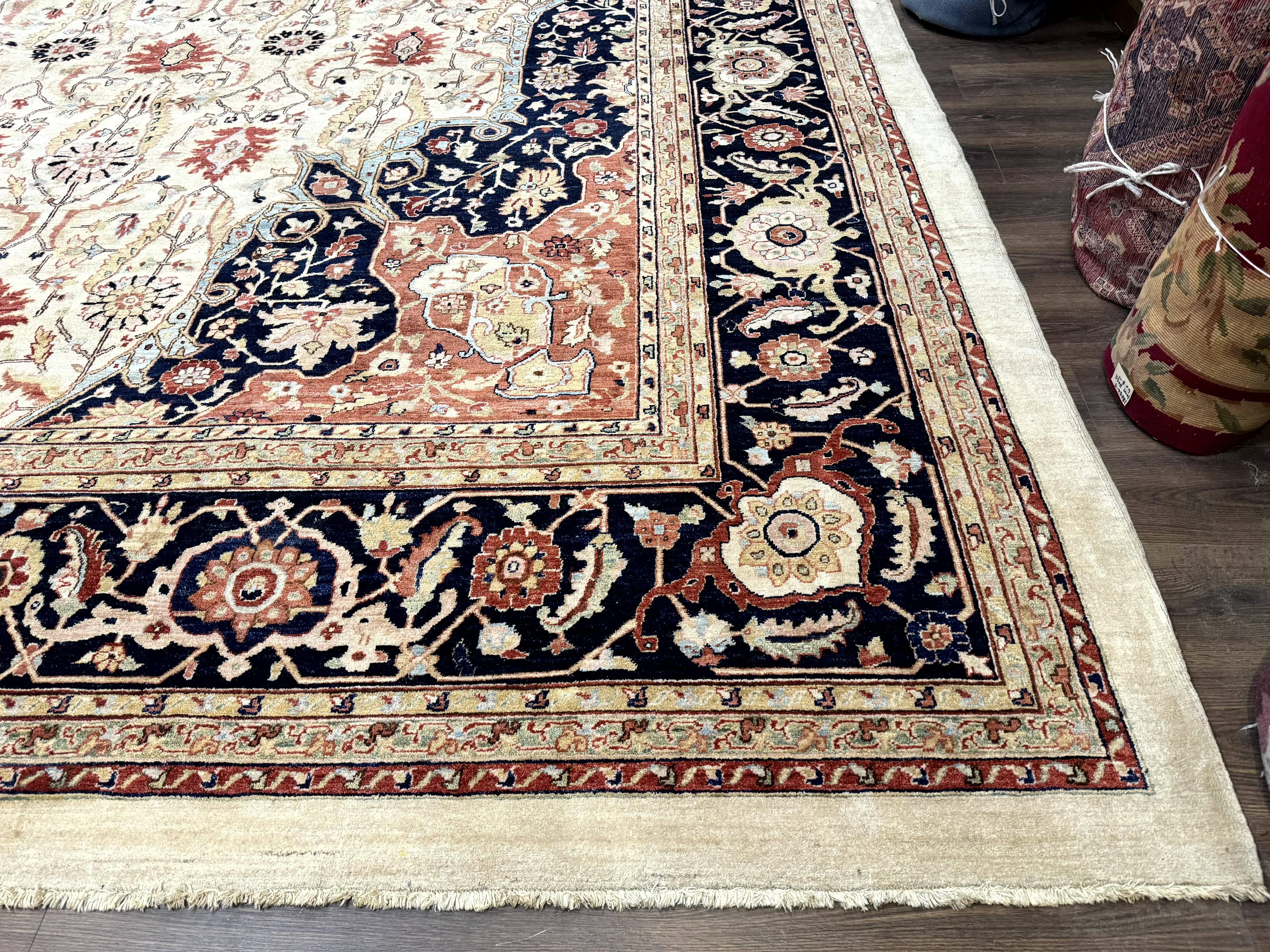 Large Palace Sized Stark Carpet 13x19, Traditional Wool Handmade Rug, Beige - Jewel Rugs