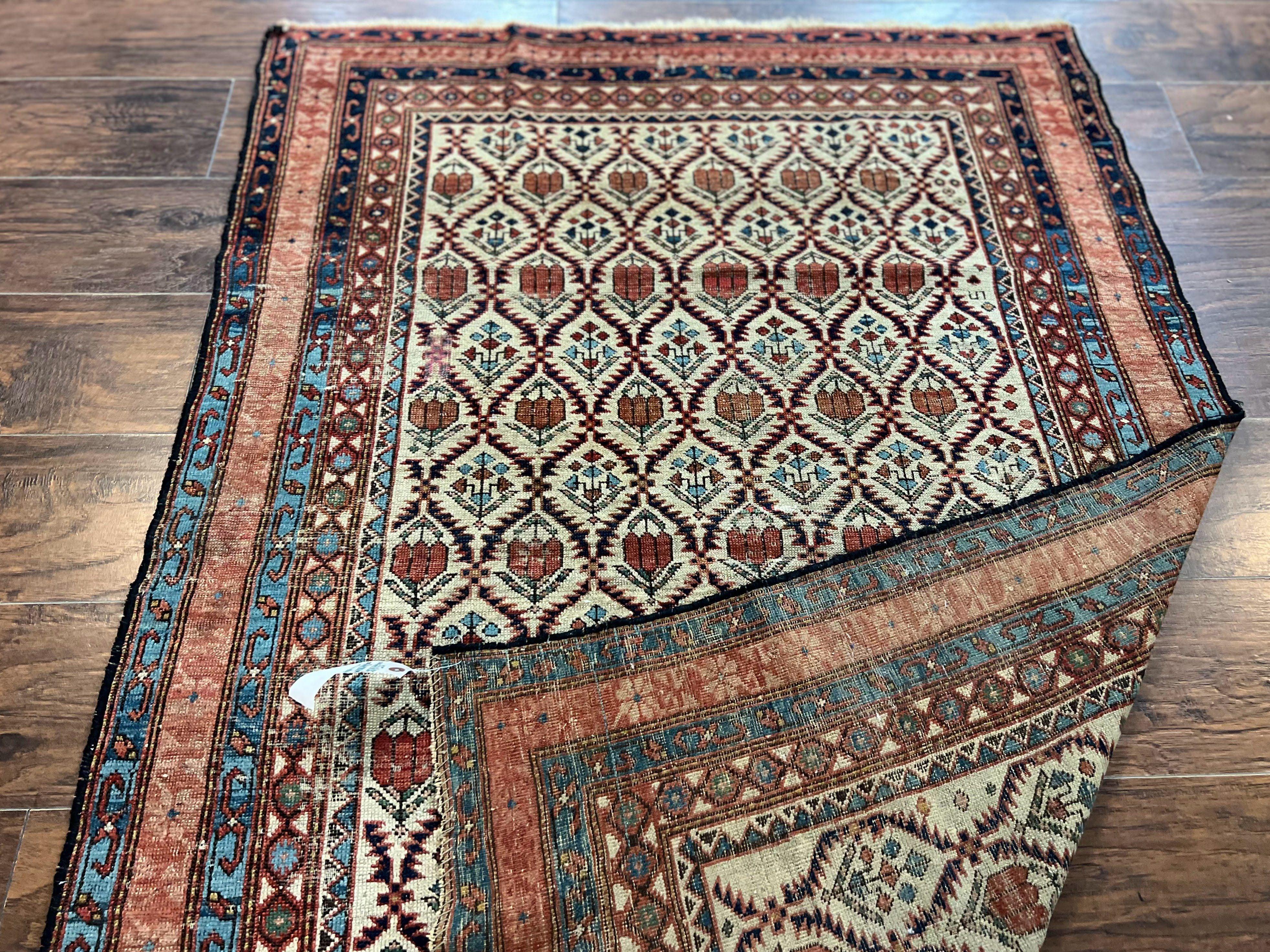 Antique Caucasian Rug 4x6, Hand Knotted Wool Carpet, Shirvan Rug - Jewel Rugs