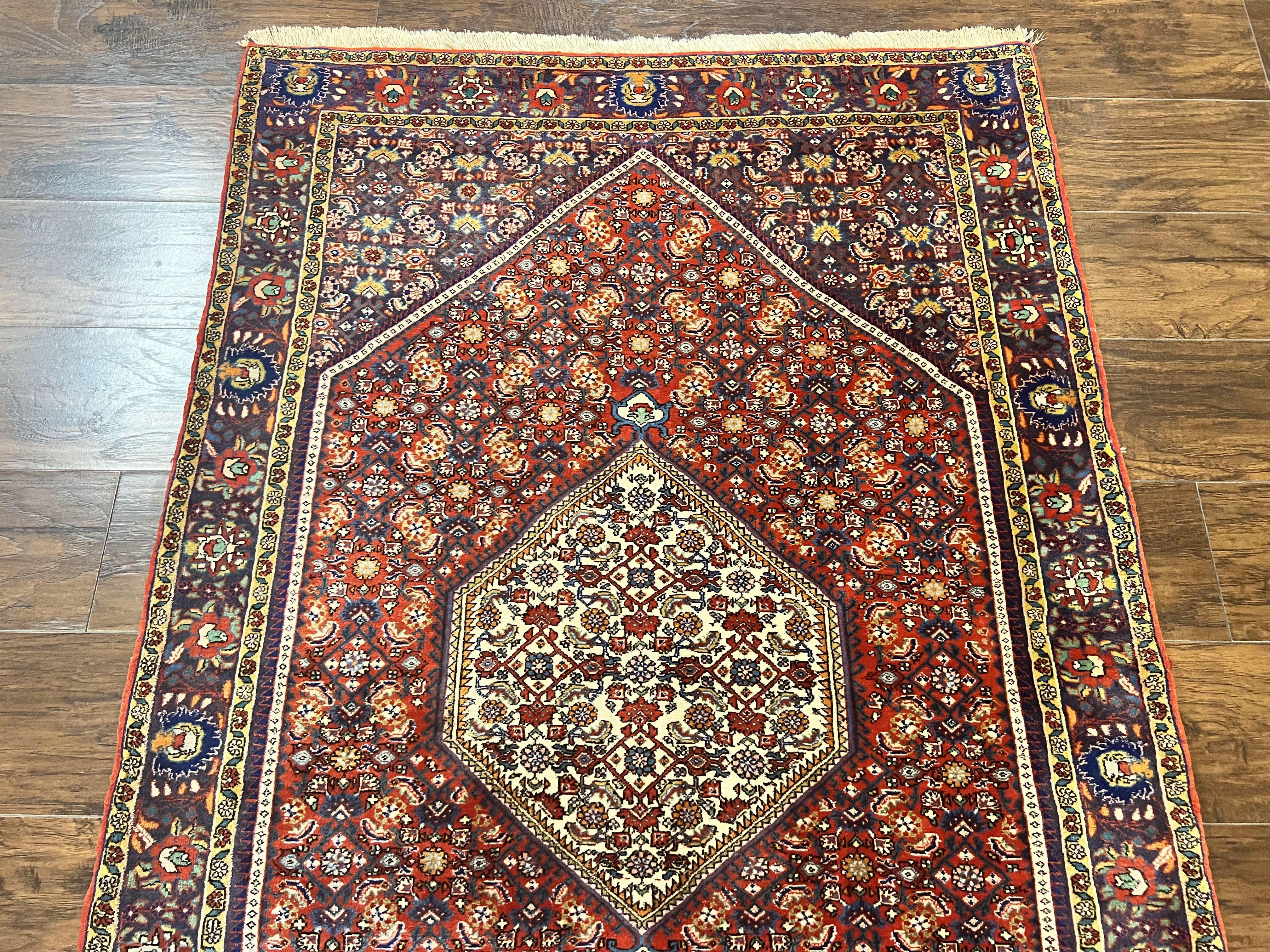 Persian Bidjar Rug 4x6, Handmade Oriental Carpet, Fine Weave, Herati Mahi Pattern, Vintage, Red, 300 KPSI - Jewel Rugs