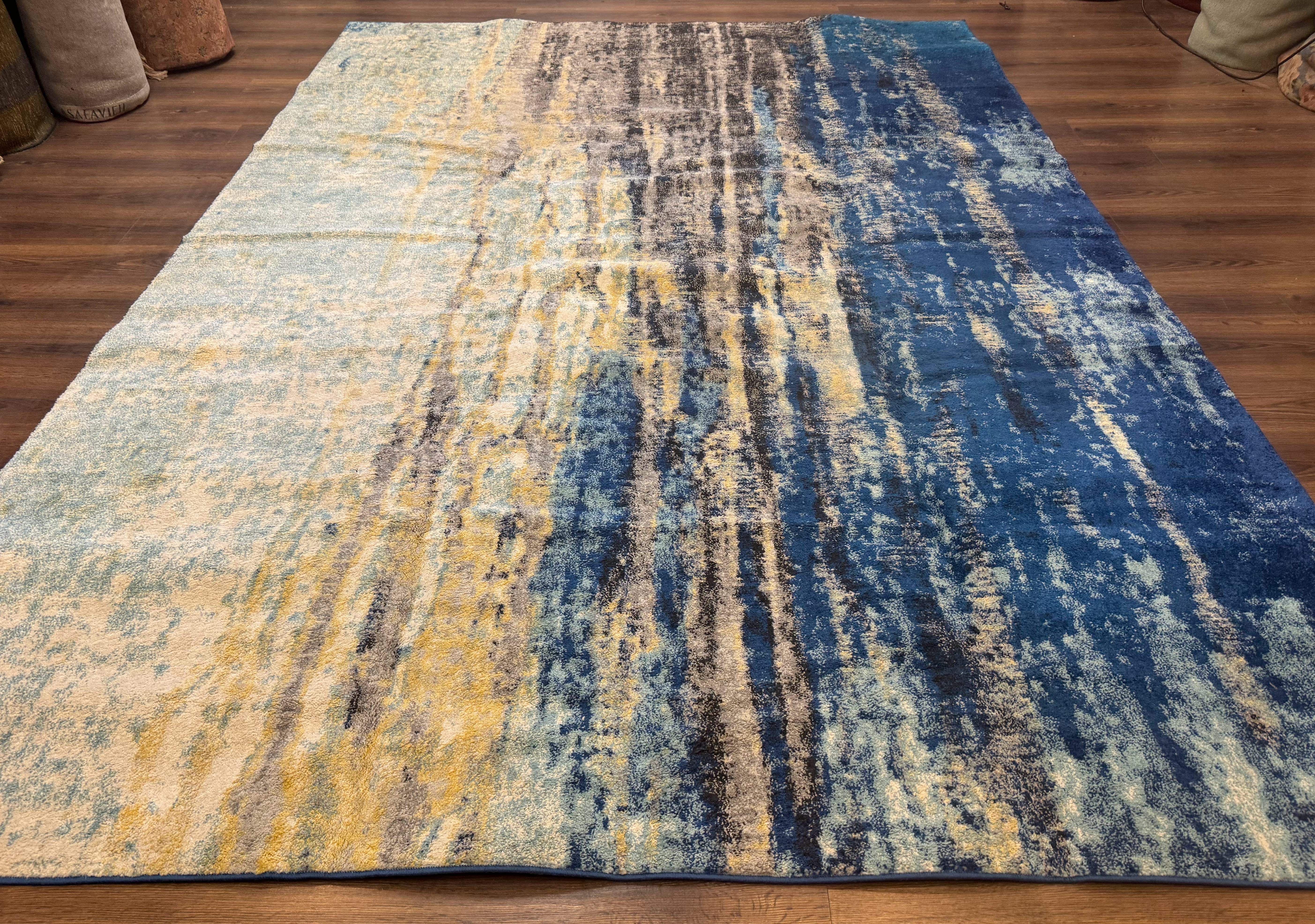 Modern Abstract Blue Area Rug 8x11 ft - Jewel Rugs