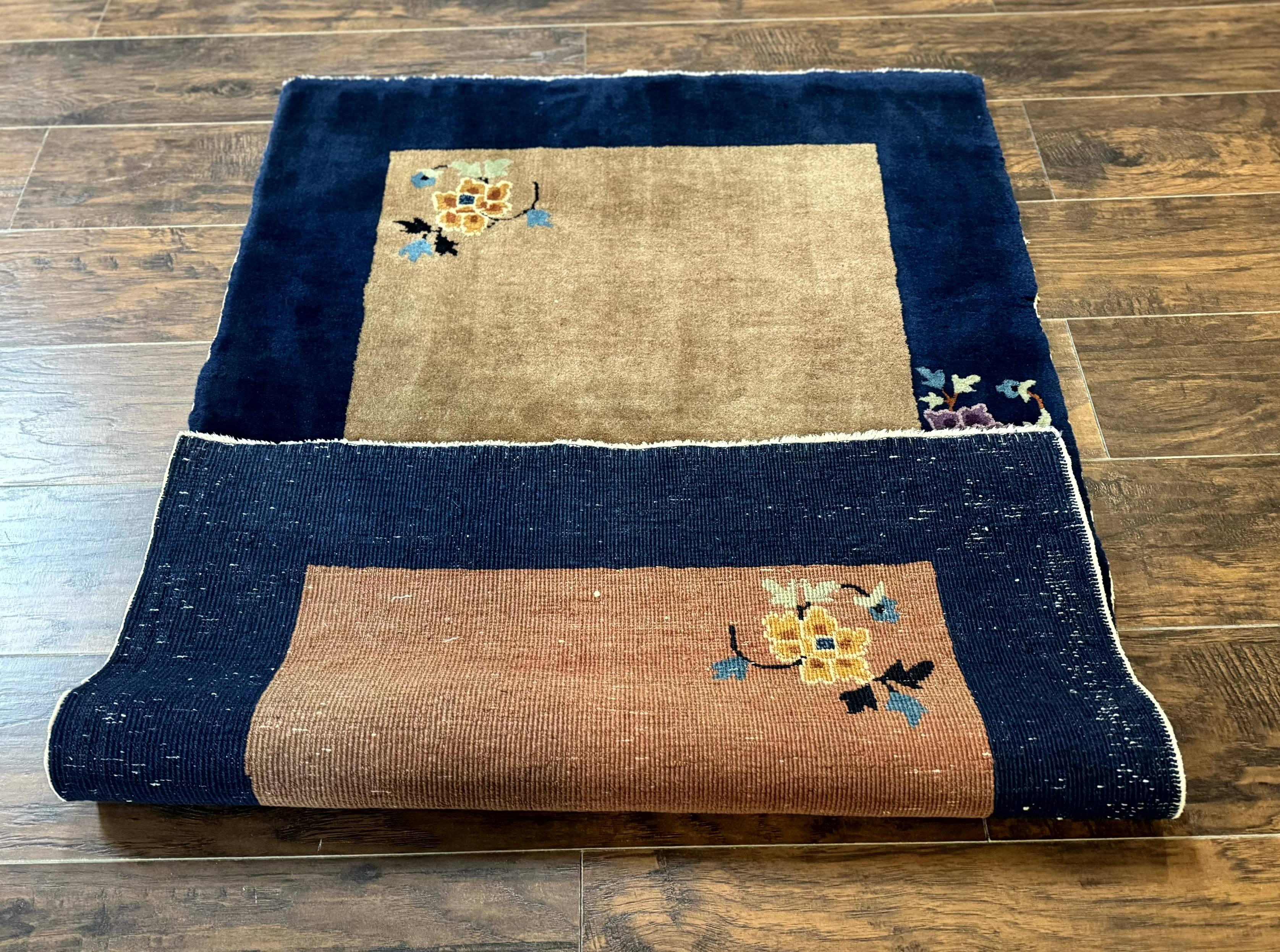 Chinese Rug 3x5, Antique Peking Art Deco Carpet, Simple Design - Jewel Rugs