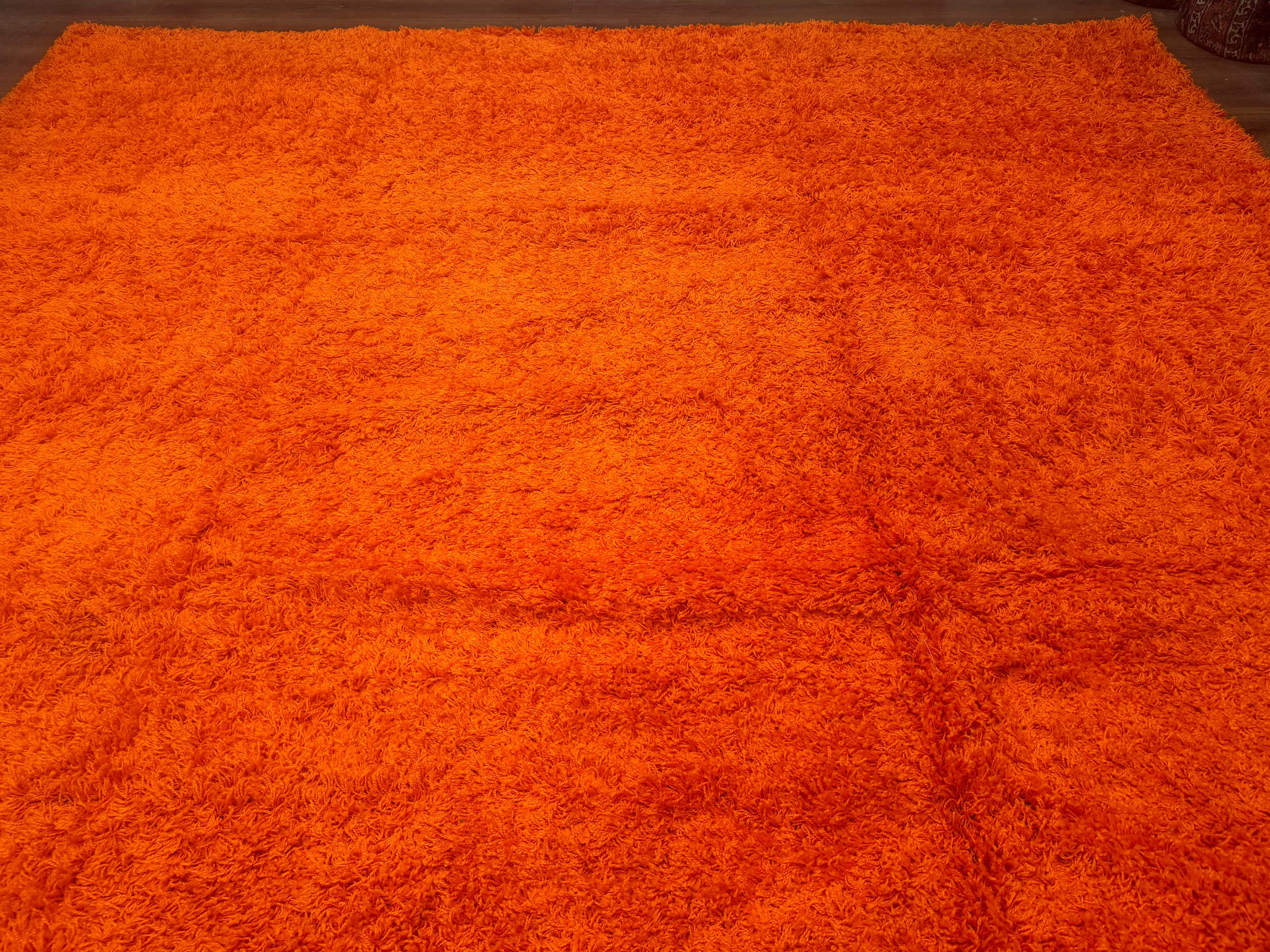 Large Orange Shag Rug 10x13 ft - Jewel Rugs