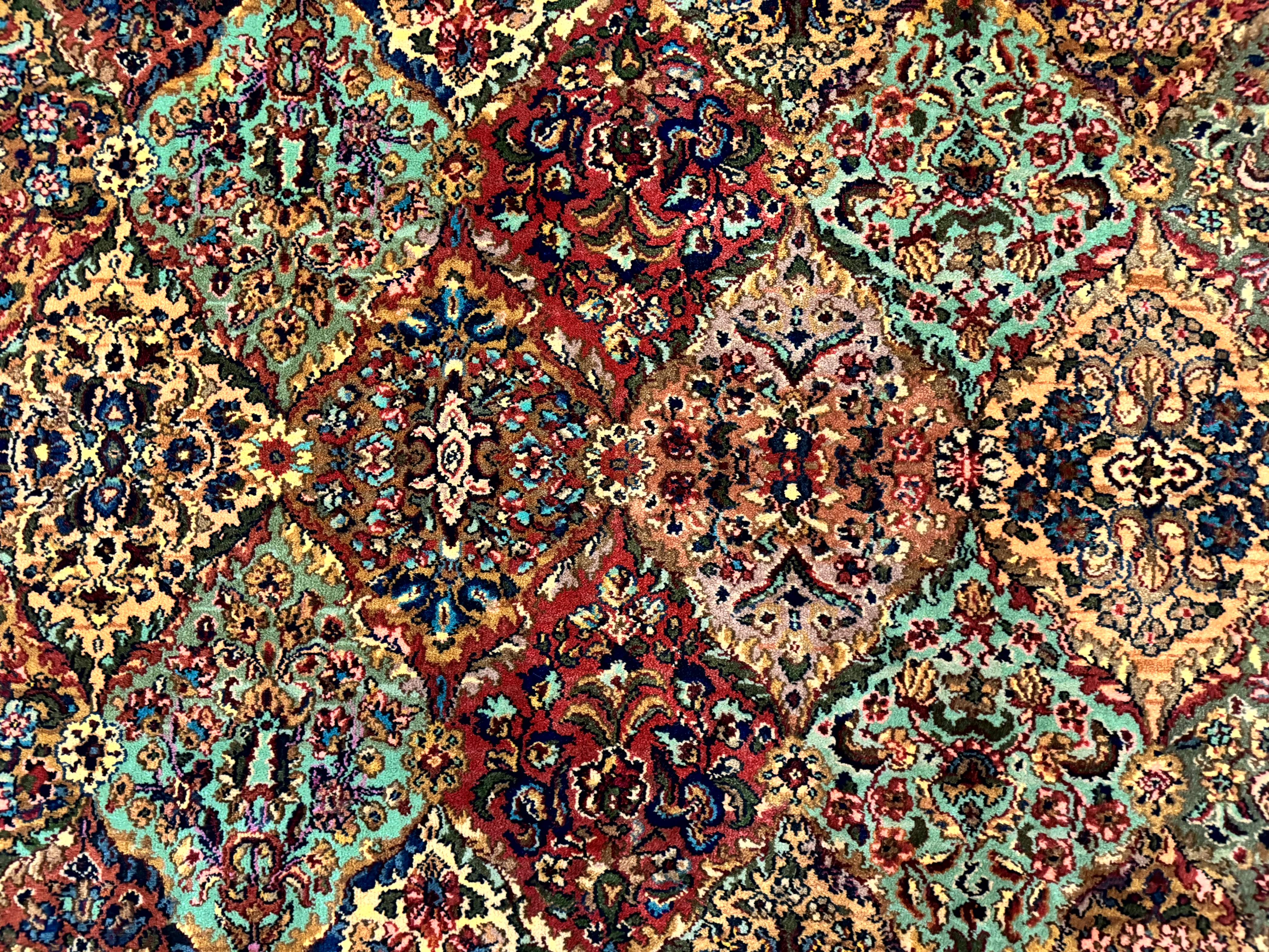 Karastan Rug 8.8 x 10.6, Multicolor Panel Kirman Rug #717, Original 700 Series, Wool - Jewel Rugs