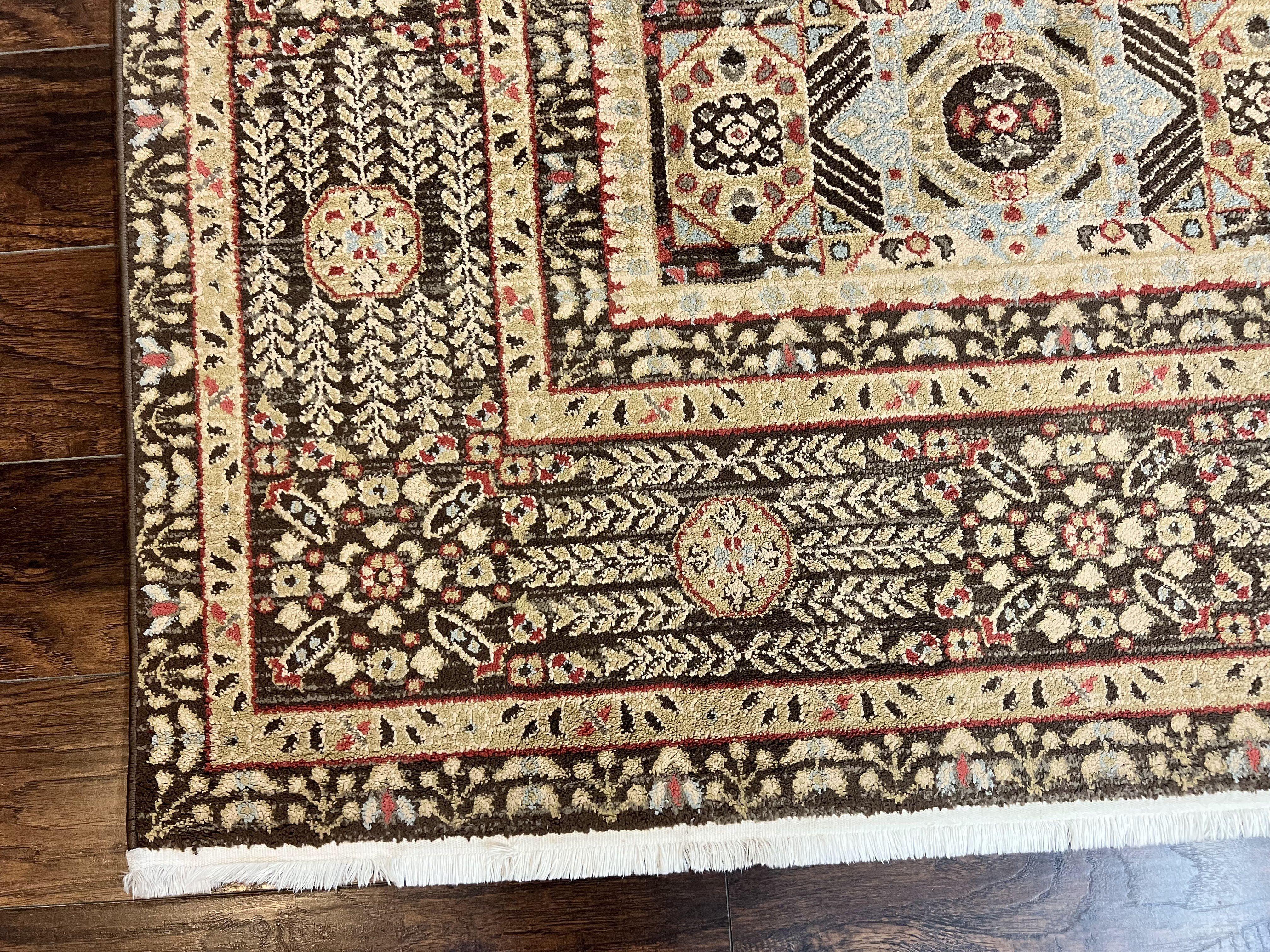 Room Sized Oriental Rug 10x11, Power Loomed Carpet, Tan Brown, Unique Loom - Jewel Rugs
