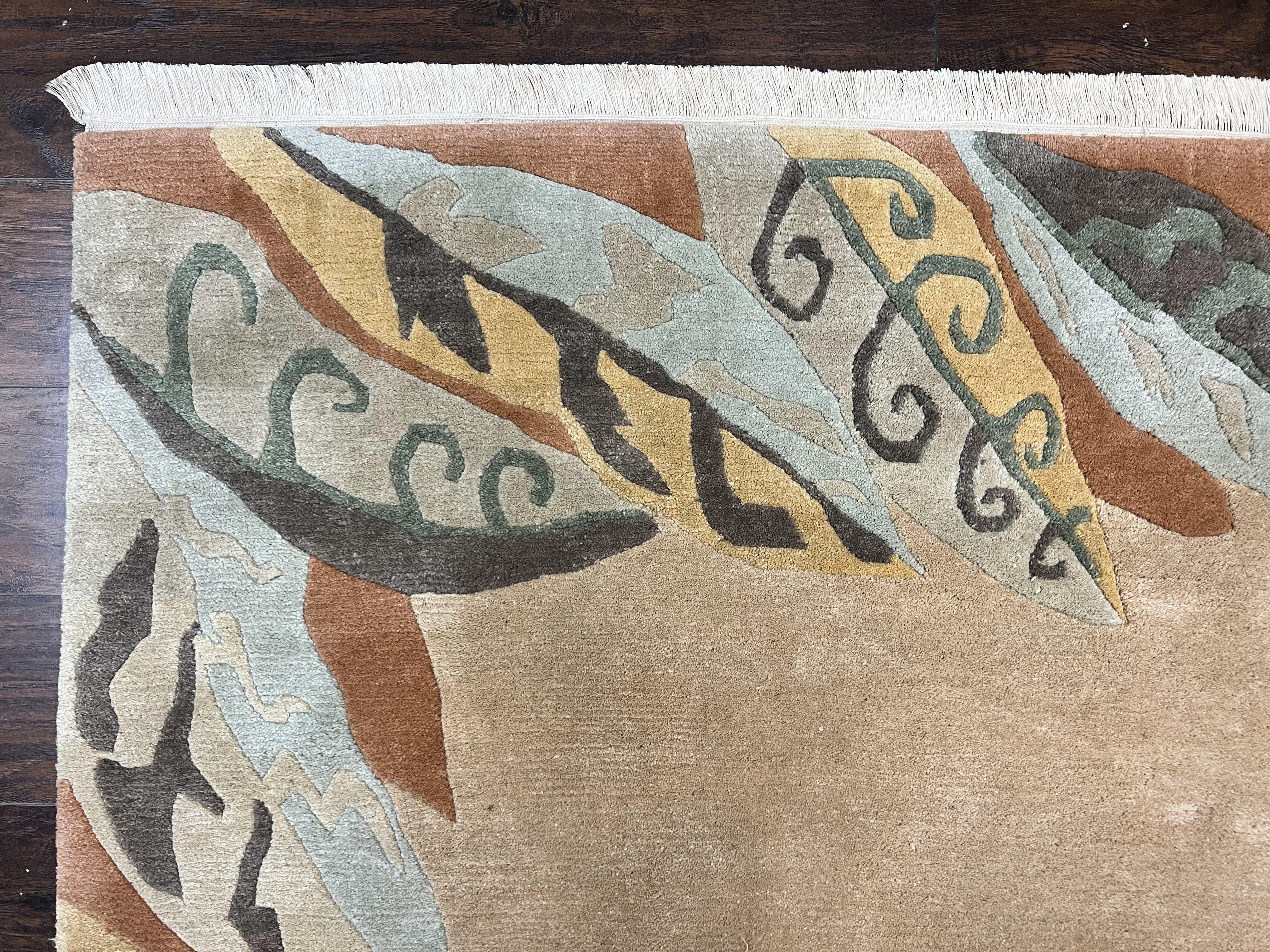 Modern Tibetan Rug 7x10, Soft Wool, Tufenkian Style Carpet, Tibet Nepali Rug, Open Field, Handmade Wool Rug - Jewel Rugs