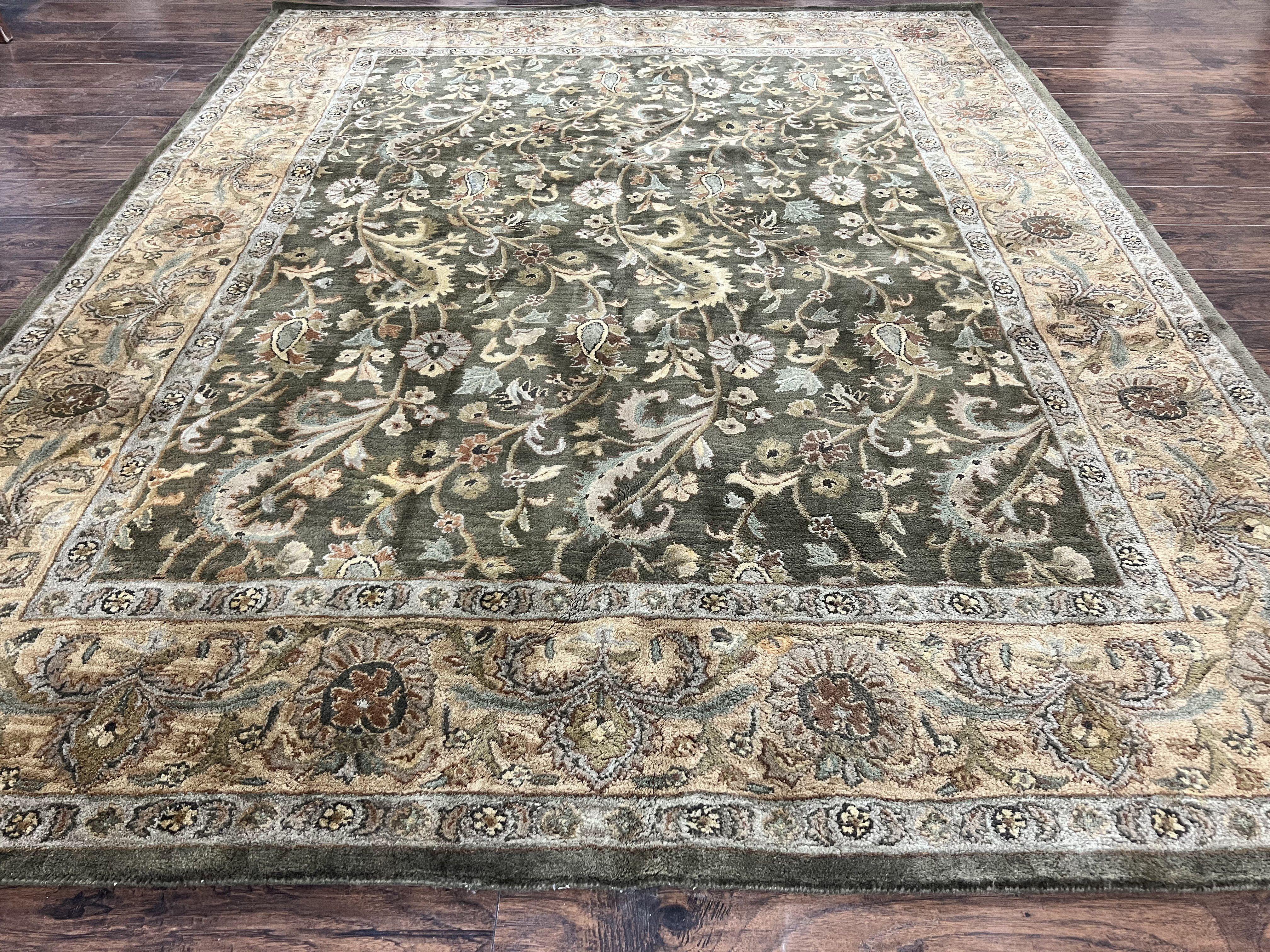 Pottery Barn Rug 8x10, Wool Hand Tufted Vintage Indian Carpet, Room Sized Wool Pile Floral Rug - Jewel Rugs