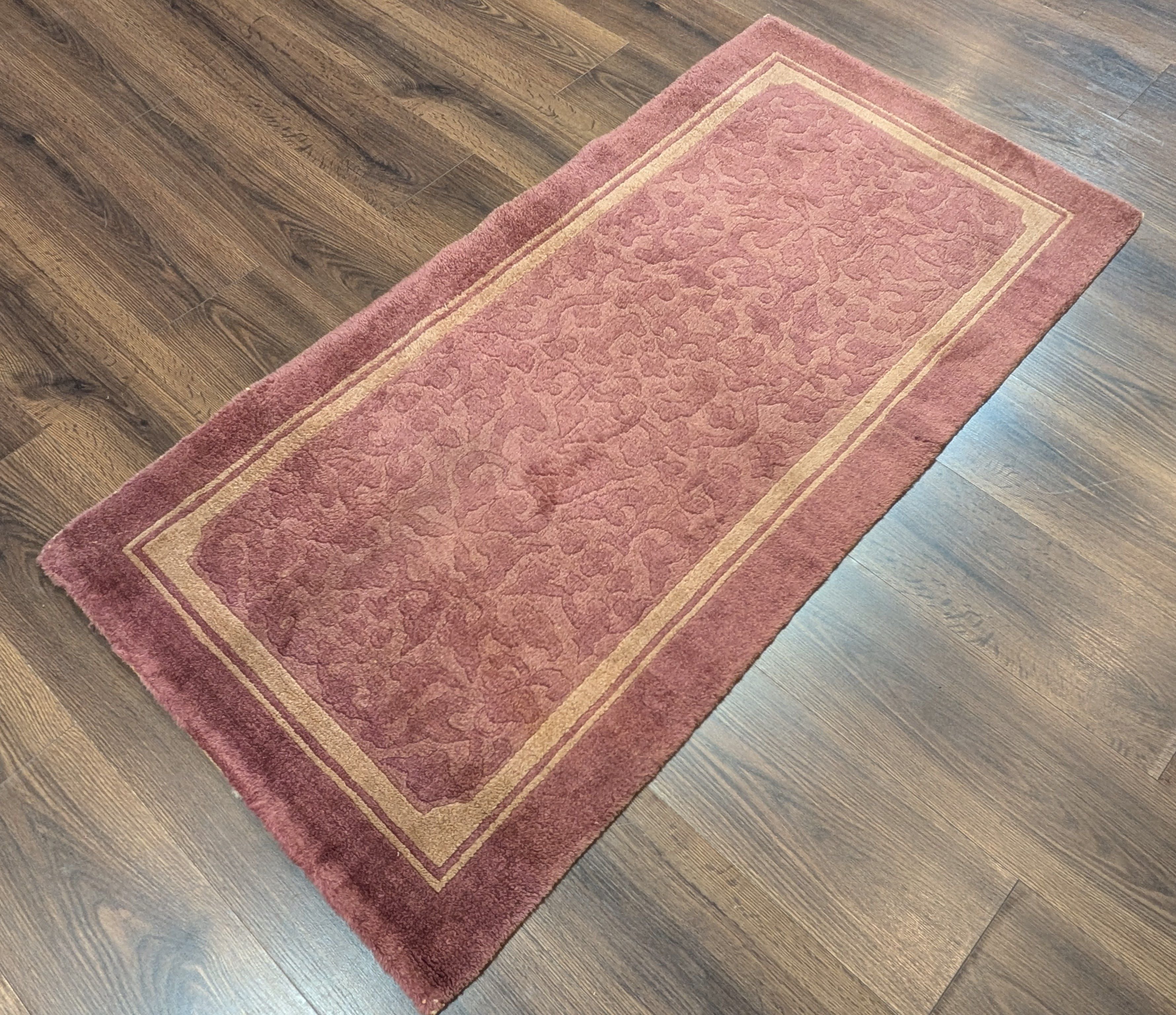 Chinese Wool Rug 2.6 x 5, Pink, Asian Oriental Rug, Fette Rug, Vintage - Jewel Rugs