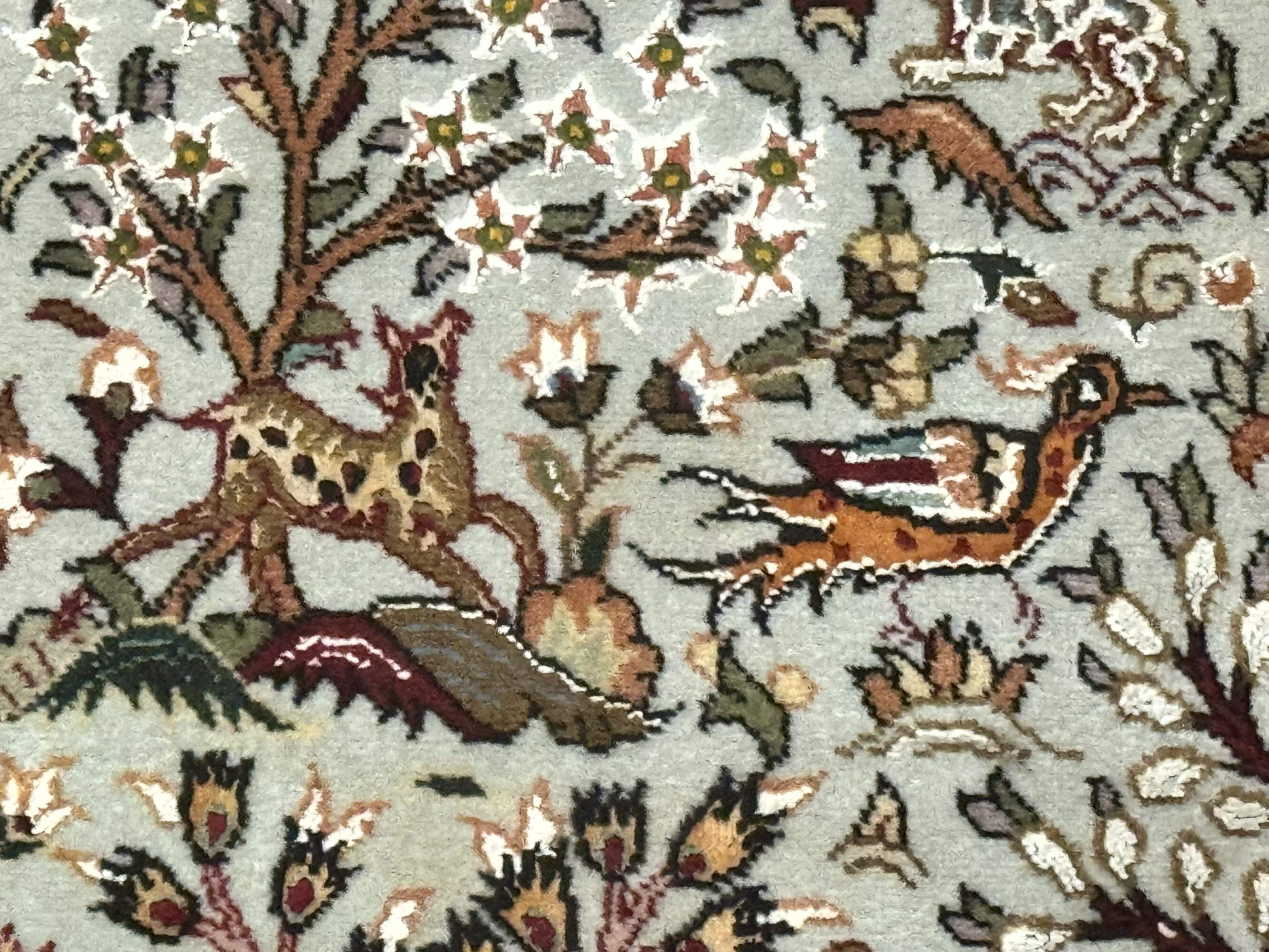 Wonderful Persian Tabriz Rug 3x5, Tree of Life, Animal Pictorials, Birds, Wool & Silk Highlights, Fine 330 KPSI - Jewel Rugs