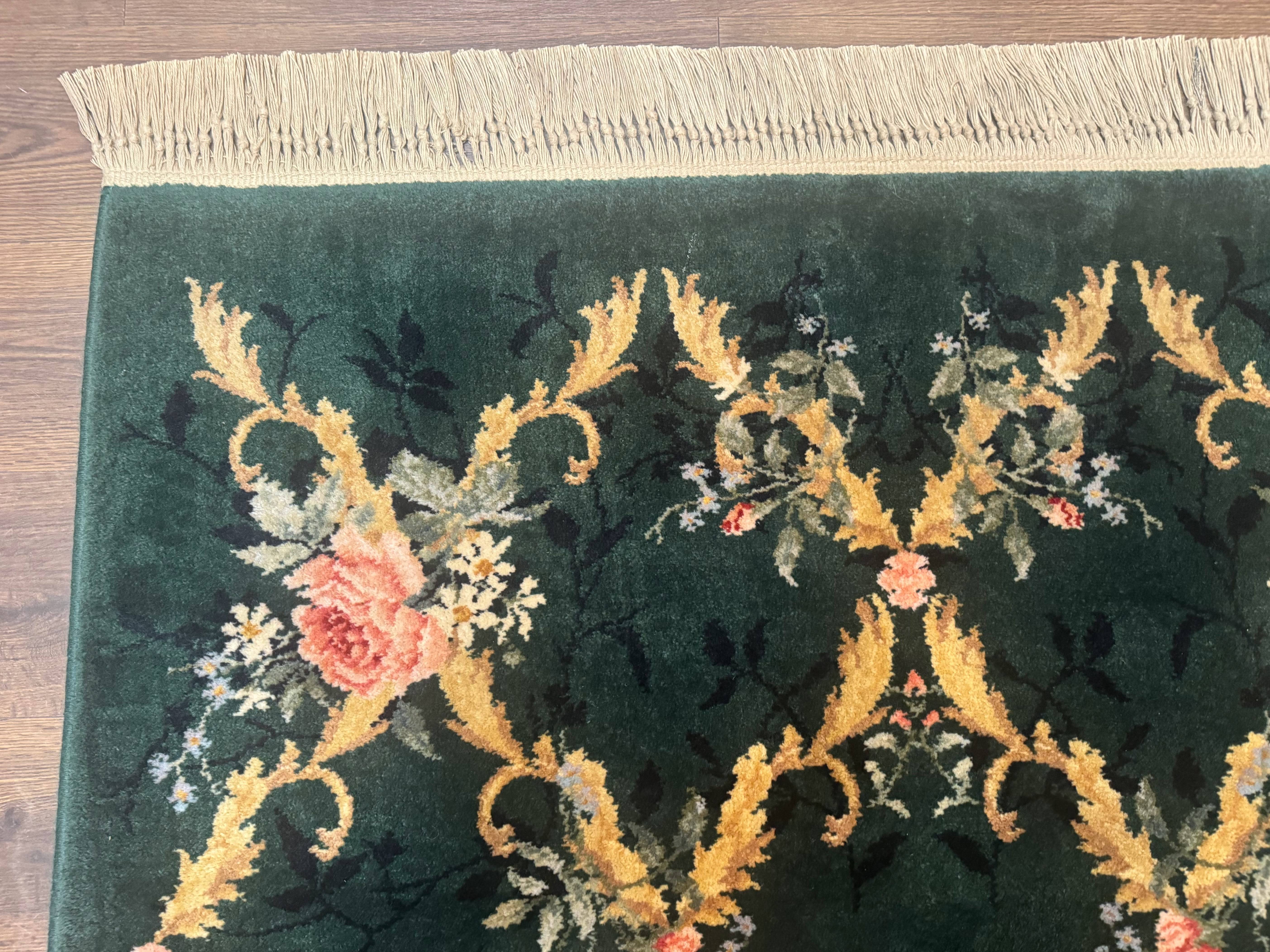 Karastan Garden of Eden Rug 4x6, Green Savonnerie 509/1733, Original Discontinued Vintage Karastan Carpet - Jewel Rugs