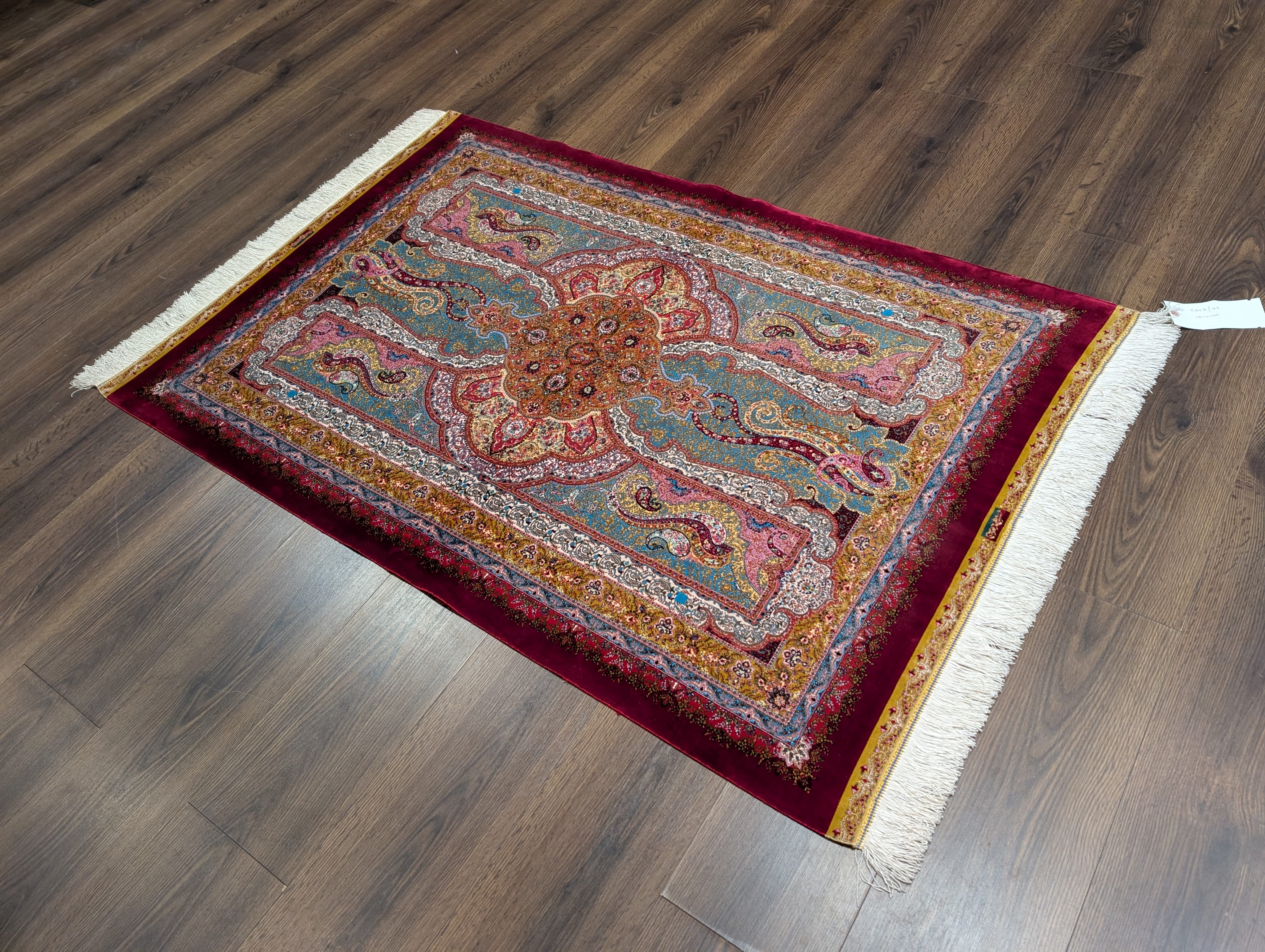 Silk Rug 3x5, Turkish, Multicolor, Fine, Bamboo Silk, New - Jewel Rugs