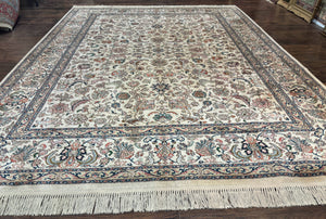 Karastan Rug #738 Tabriz Design 8.8 x 10.6, Room Sized Wool Pile Karastan Carpet, Vintage Discontinued Karastan Area Rug, Ivory, Floral Rug