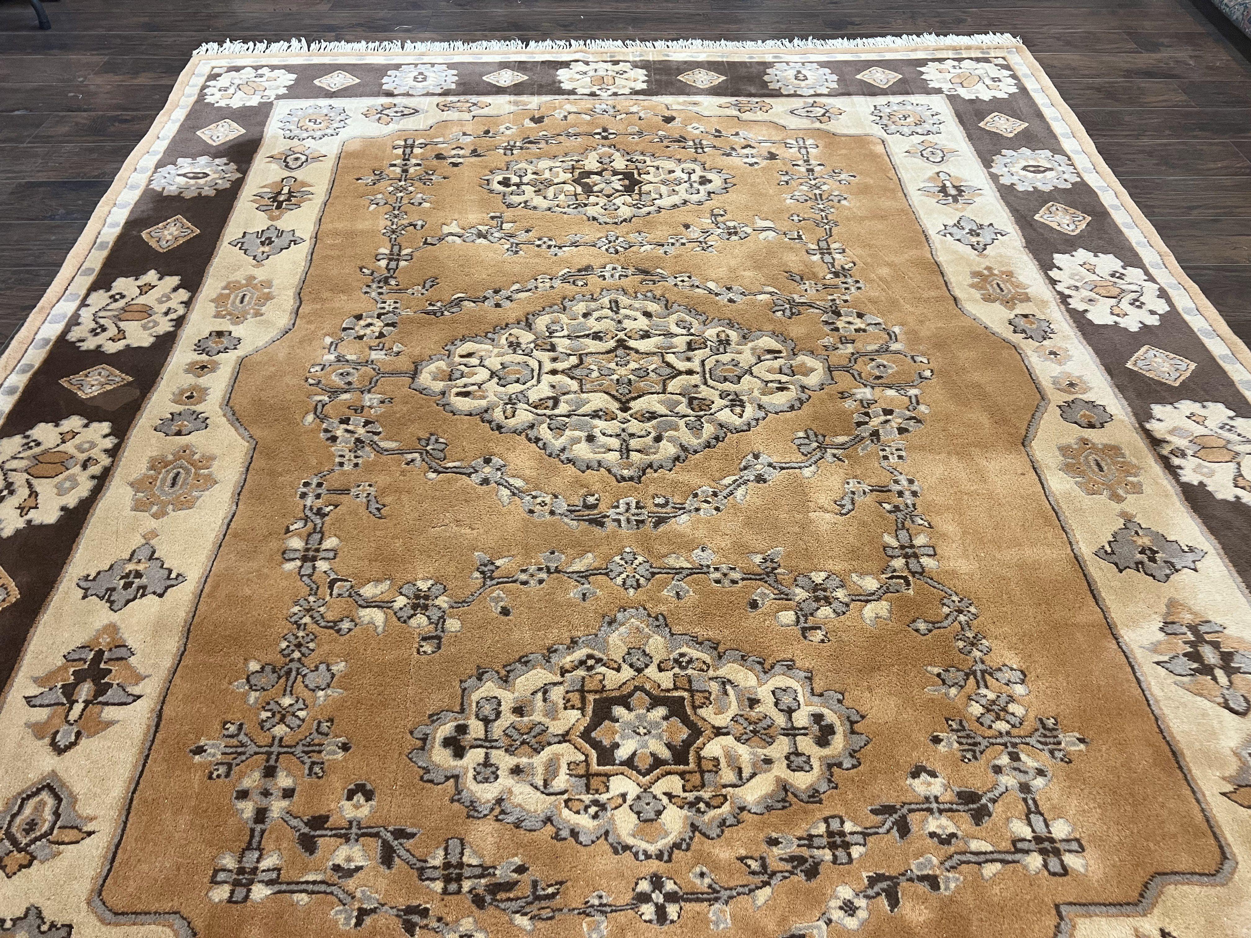 Indian Oushak Rug 8x10, Wool Hand Knotted Vintage Carpet - Jewel Rugs