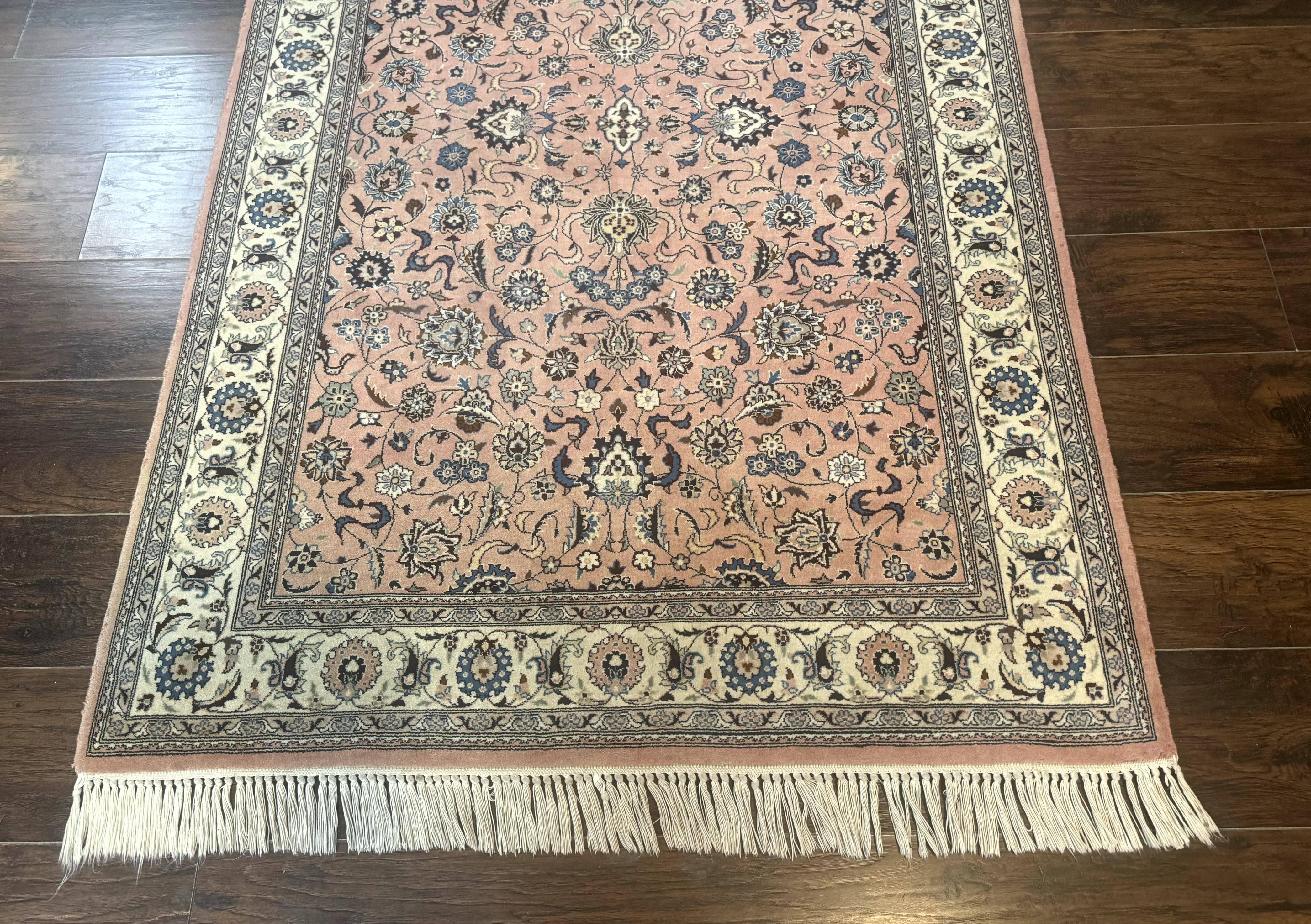 Pak Persian Rug 4x6, Pink and Cream, Very Fine 225 KPSI, Handmade Wool Oriental Carpet - Jewel Rugs