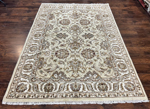 Indo Mahal Rug 6x9, Indian Carpet 6 x 9 ft, Light Green and Ivory, Floral Allover, Wool Oriental Carpet, Traditional Rug, Handmade