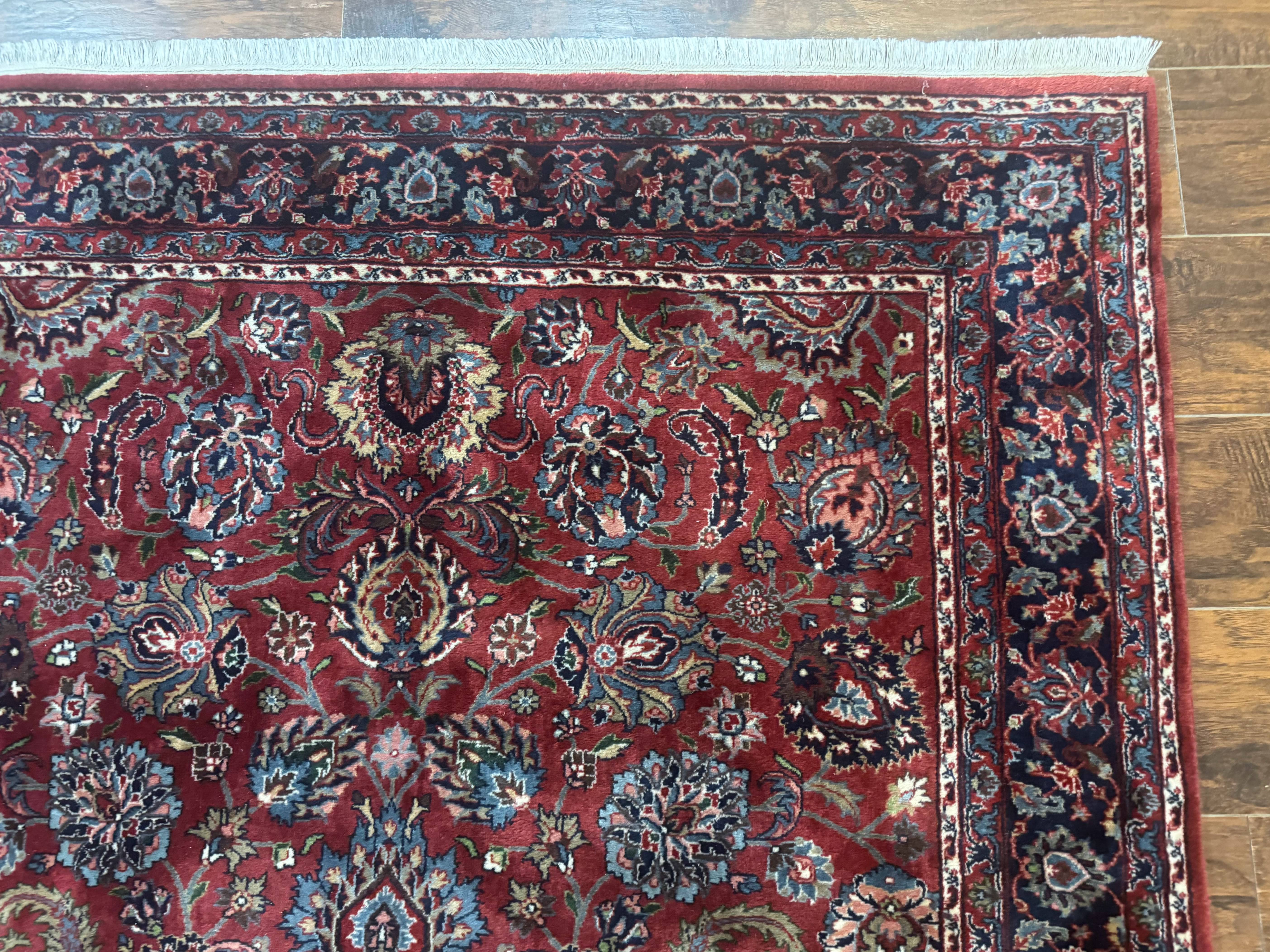 Indo Persian Rug 5x7, Vintage Traditional Floral Carpet, Burgundy and Navy Blue - Jewel Rugs