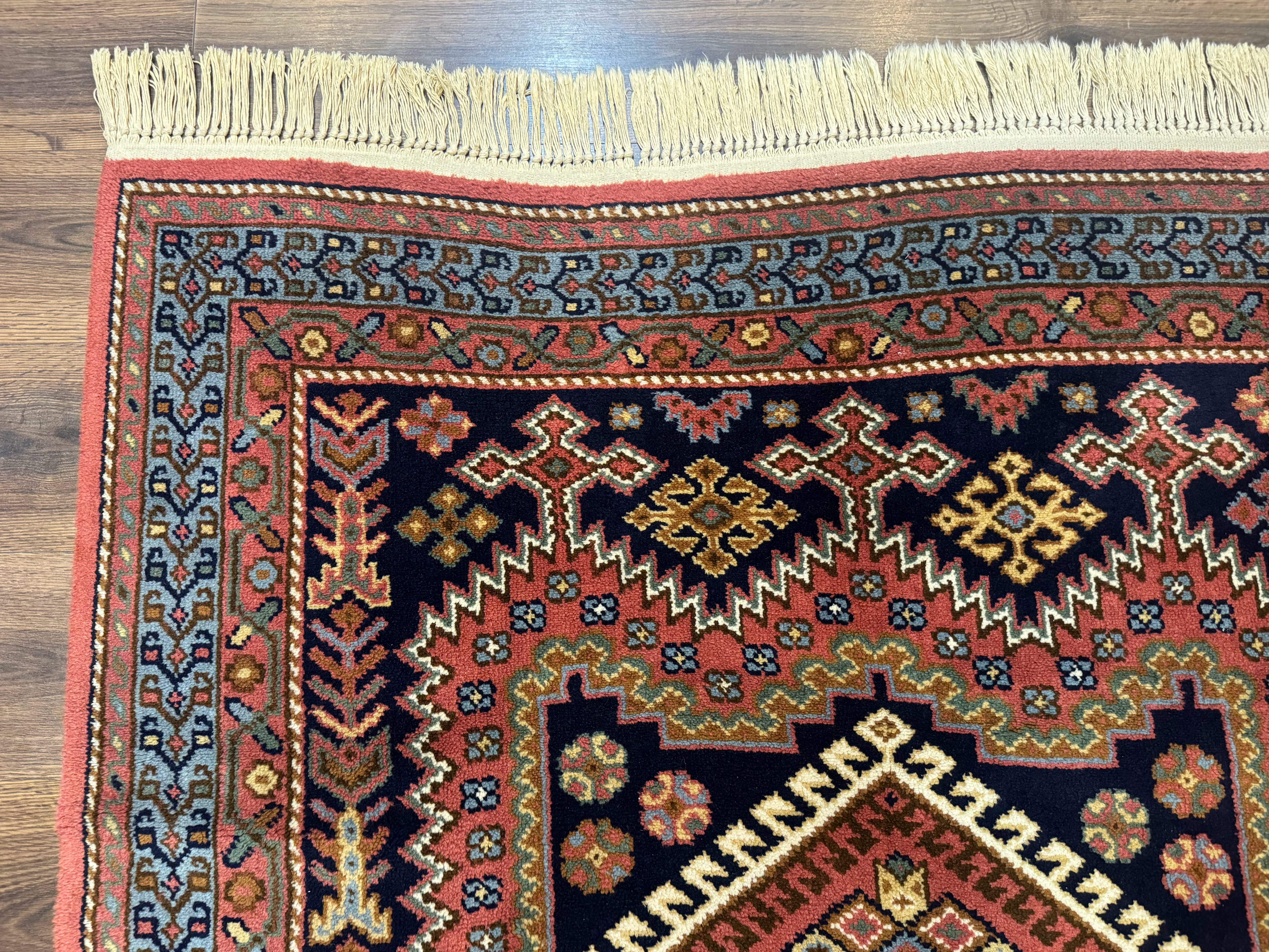 5x7 Persian Tribal Design Rug, Wool, Geometric Medallions, Vintage, Power Loomed - Jewel Rugs