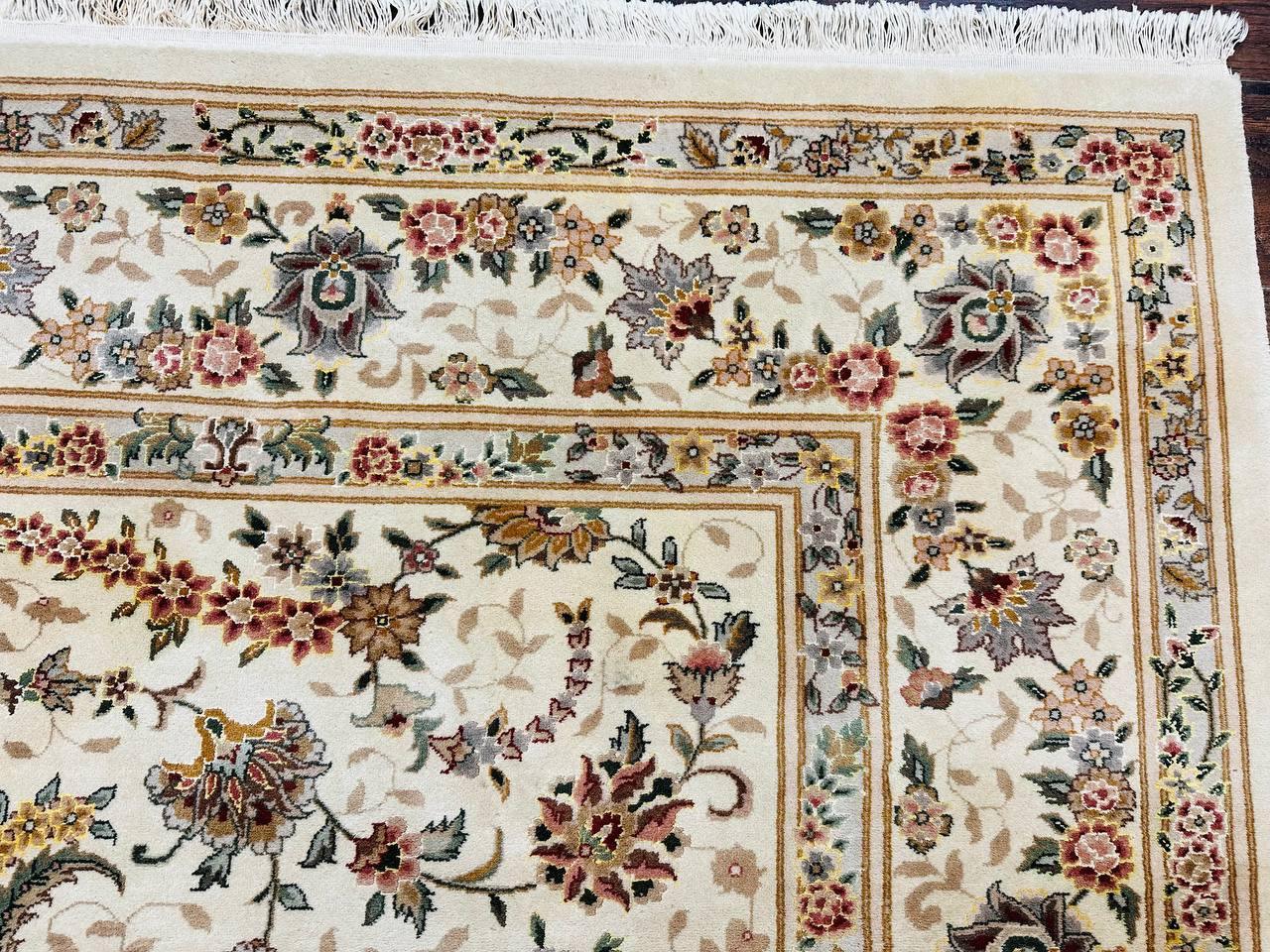 Pak Persian Rug 9x11, Ivory, Floral Allover, Handmade Vintage Wool Rug - Jewel Rugs