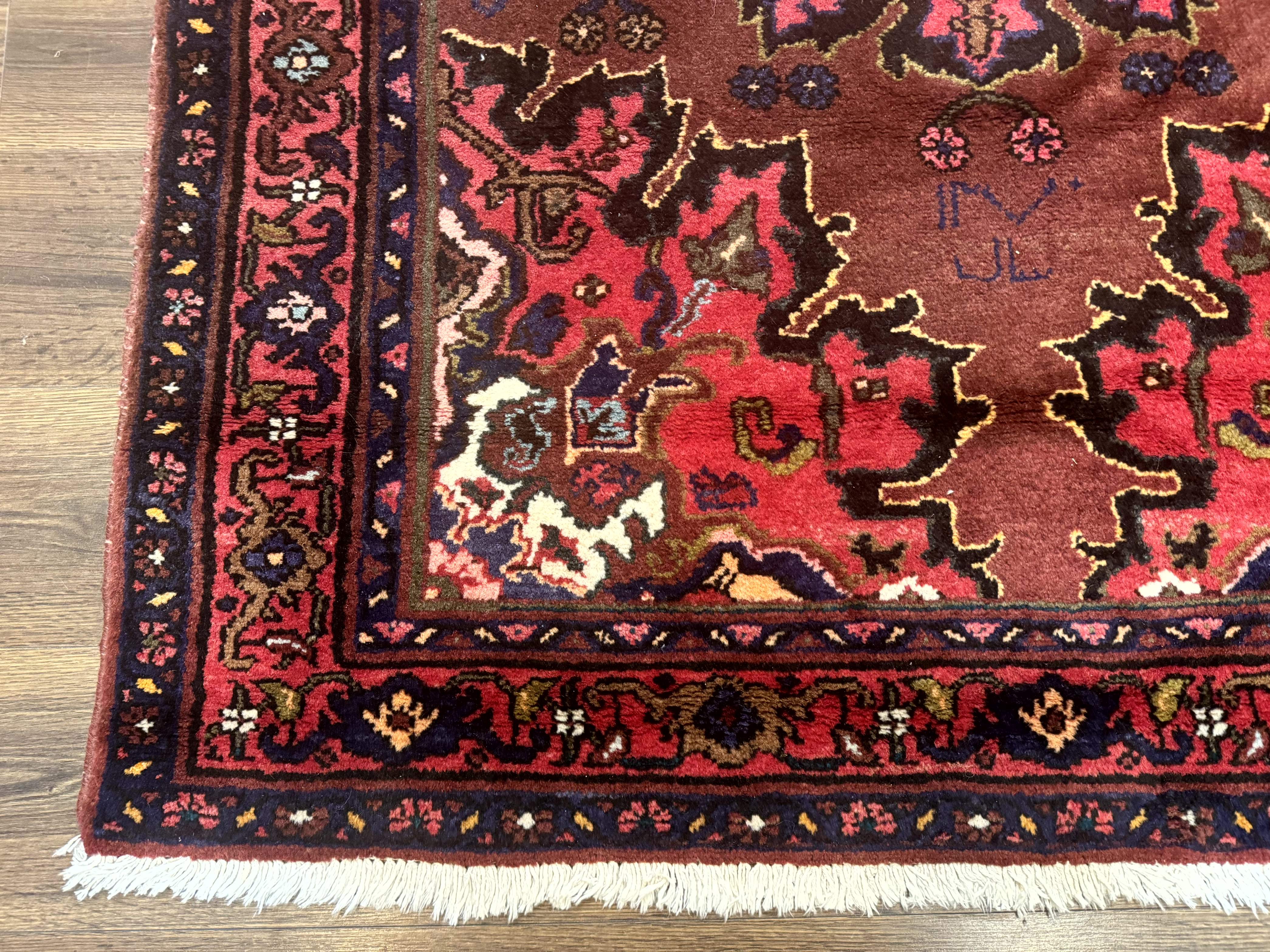 Persian Tafresh Rug 4x7 – Red, Large Medallion, Hand-Knotted Wool Vintage Carpet - Jewel Rugs