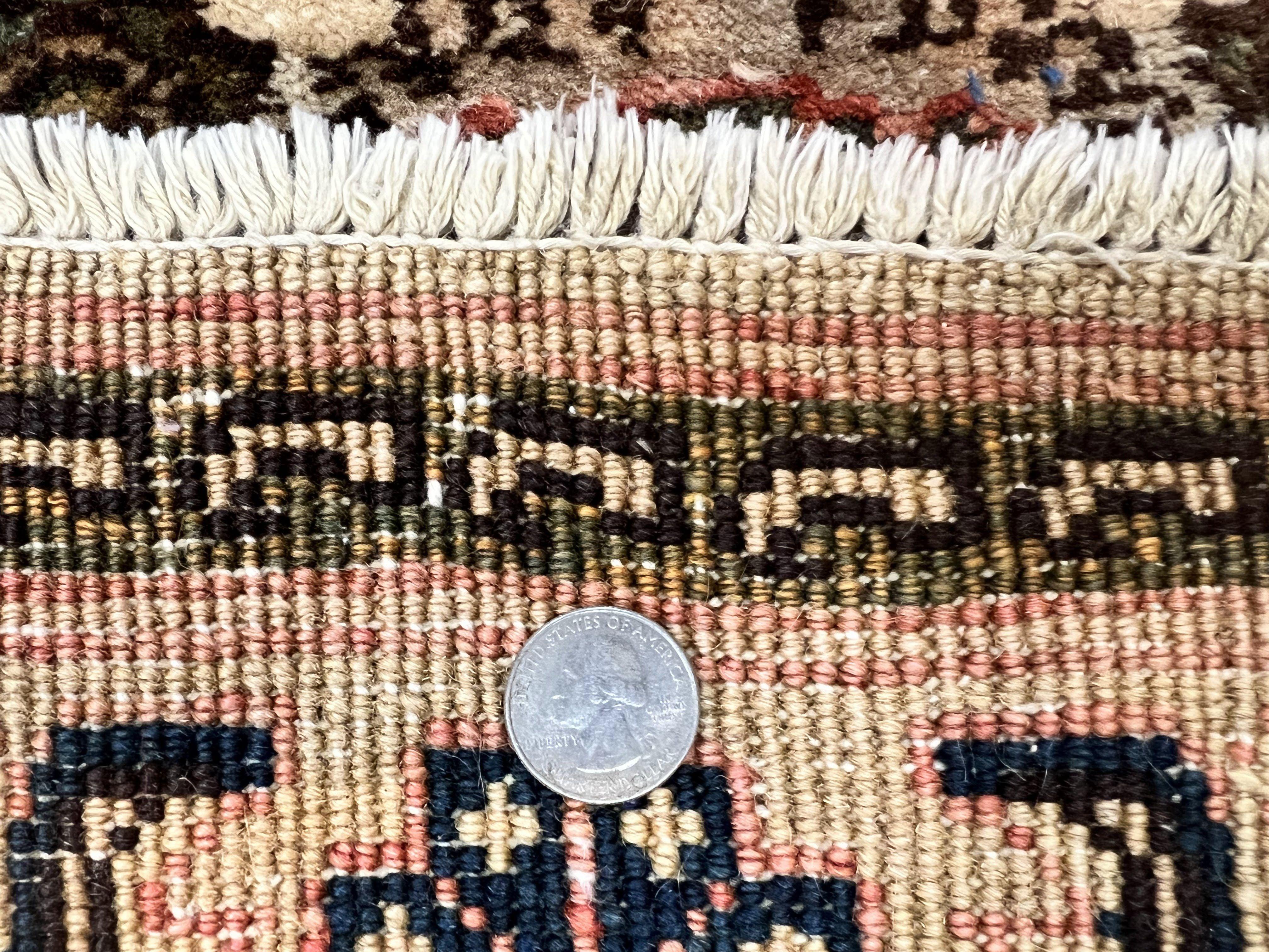 Romanian Runner Rug 2.6 x 12.9, Wool Handmade Hand Knotted Skinny Runner for Hallway, Floral Allover, Vintage Tan Runner - Jewel Rugs