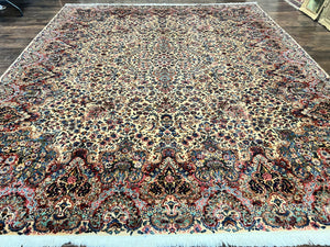 Karastan Ivory Kirman Rug 10x12, Karastan Floral Kirman #759, Wool Karastan Carpet #742, Vintage Karastan Rug, Original Karastan Rug Rare
