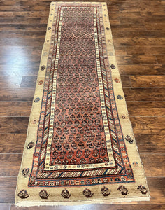 Antique Persian Sarab Runner Rug 3x11, Wool Camel Hair, Tribal Carpet for Hallway 3 x 11, Antique 1920s Rug, Handmade