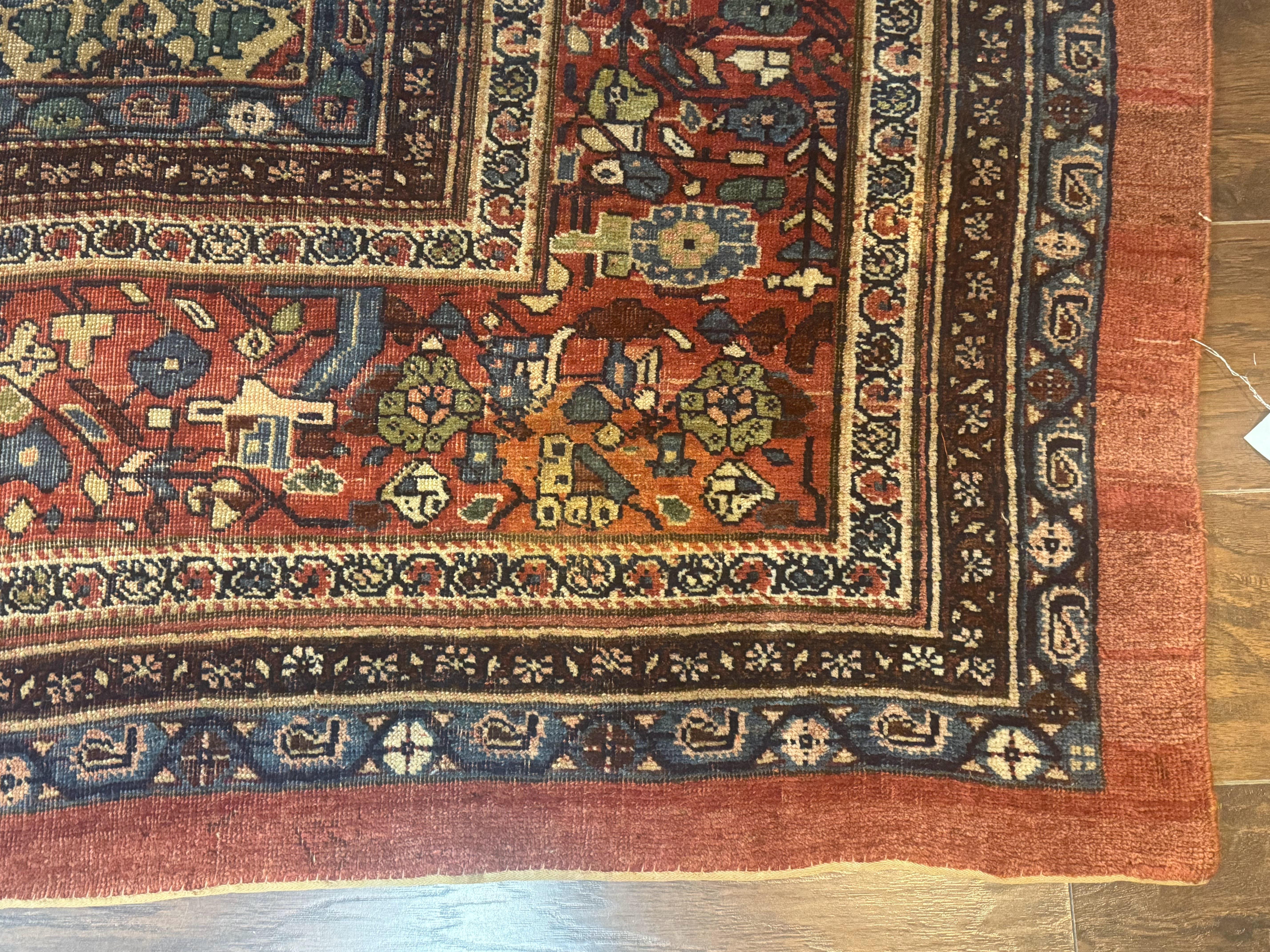 Antique Persian Bidjar Rug 8x15 – Navy Blue, Herati Pattern, Early 20th Century - Jewel Rugs