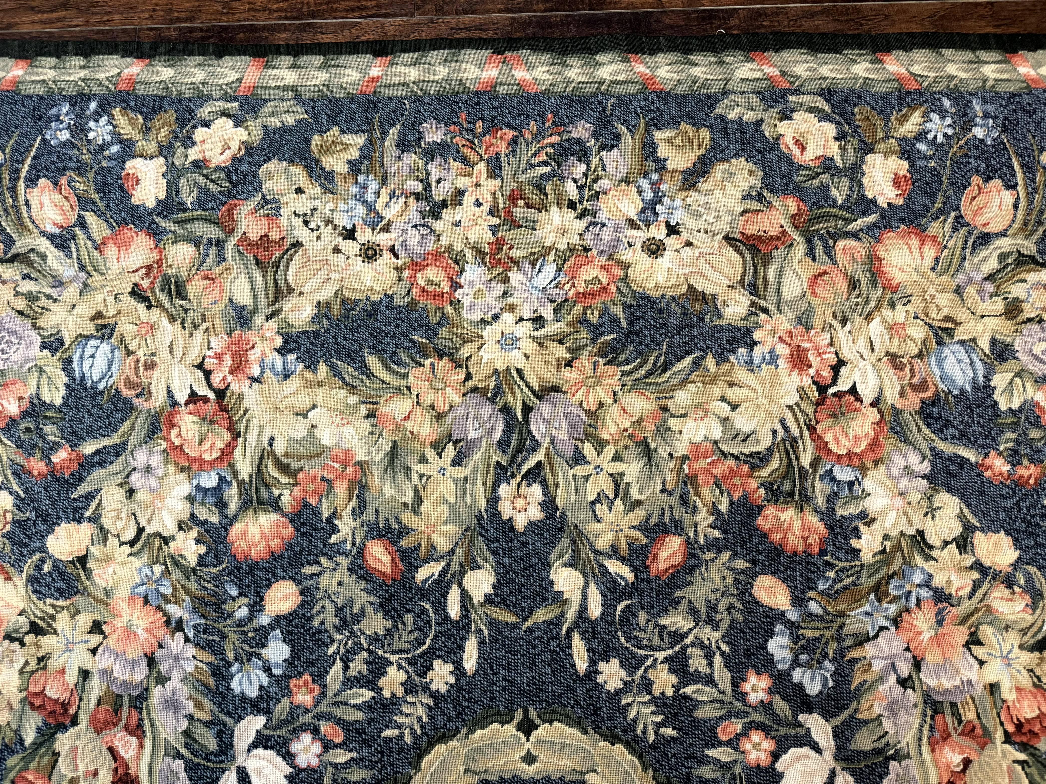 Needlepoint Rug 6x9, Petitepoint Area Rug, Floral Bouquets, European Aubusson French Design, Wool - Jewel Rugs