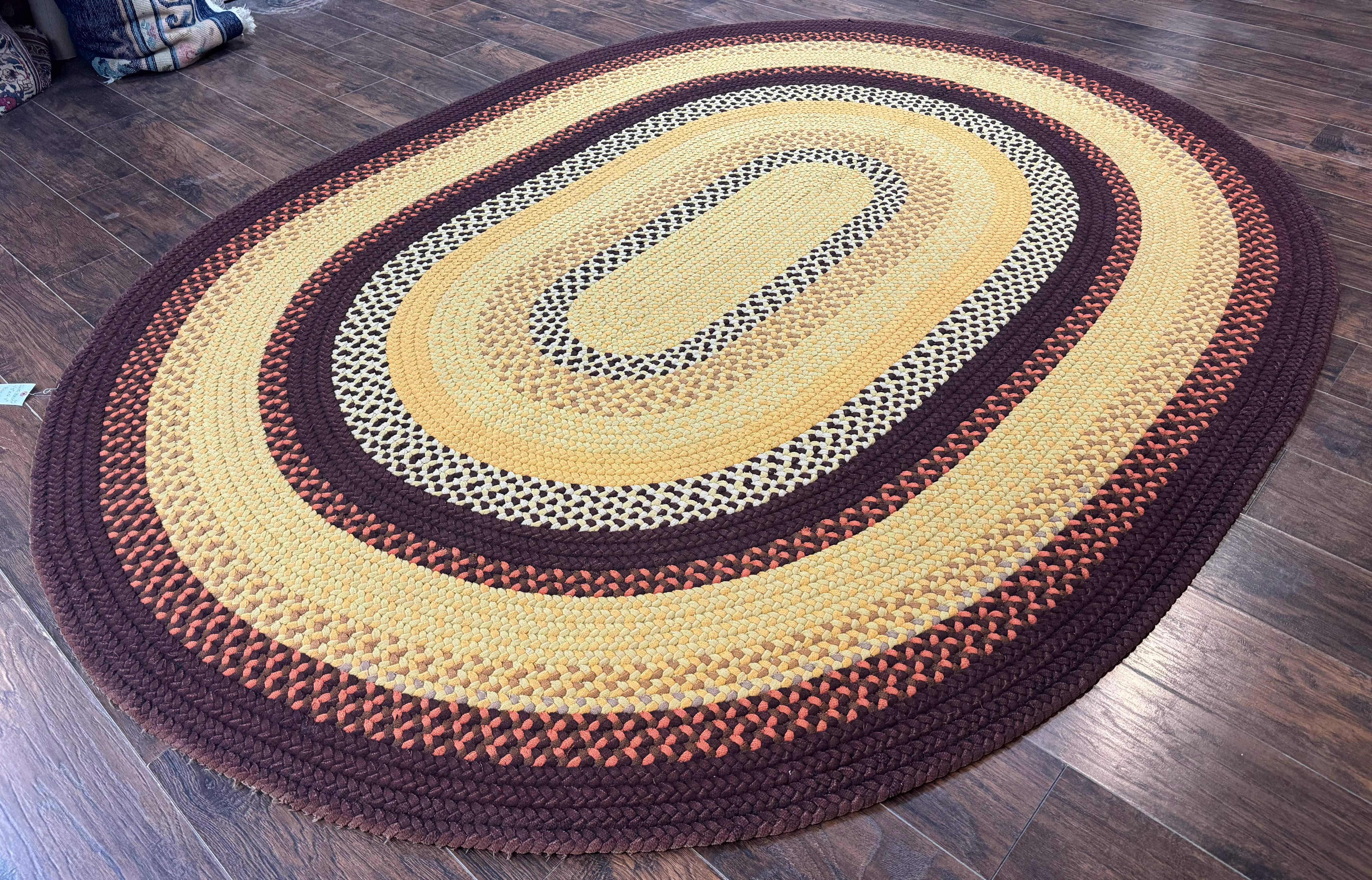 Large Oval American Braided Rug 7x10, Multicolor Vintage American Braided Carpet - Jewel Rugs