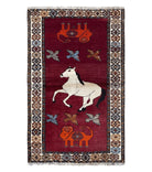 4 X 6 Handmade Zagros Wool Rug Horse Birds Ram Sheep Colorful New Vintage Rug