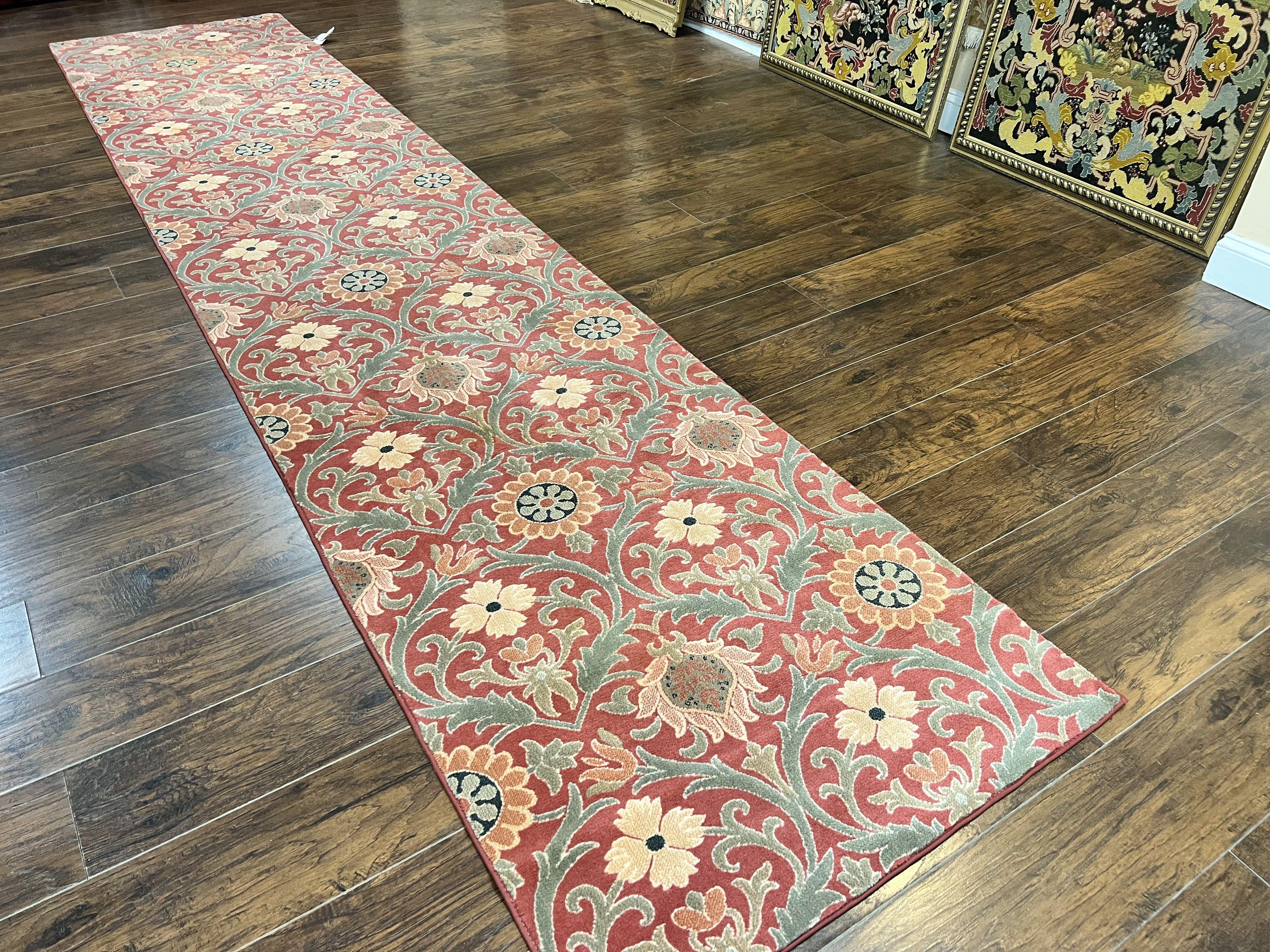 Runner Rug 3 x 14.7, Long Hallway Rug, Wool, Power Loomed, Contemporary, Floral - Jewel Rugs