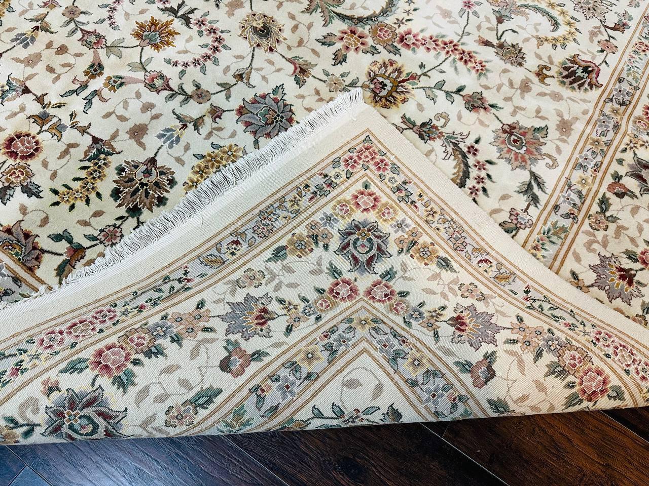 Pak Persian Rug 9x11, Ivory, Floral Allover, Handmade Vintage Wool Rug - Jewel Rugs