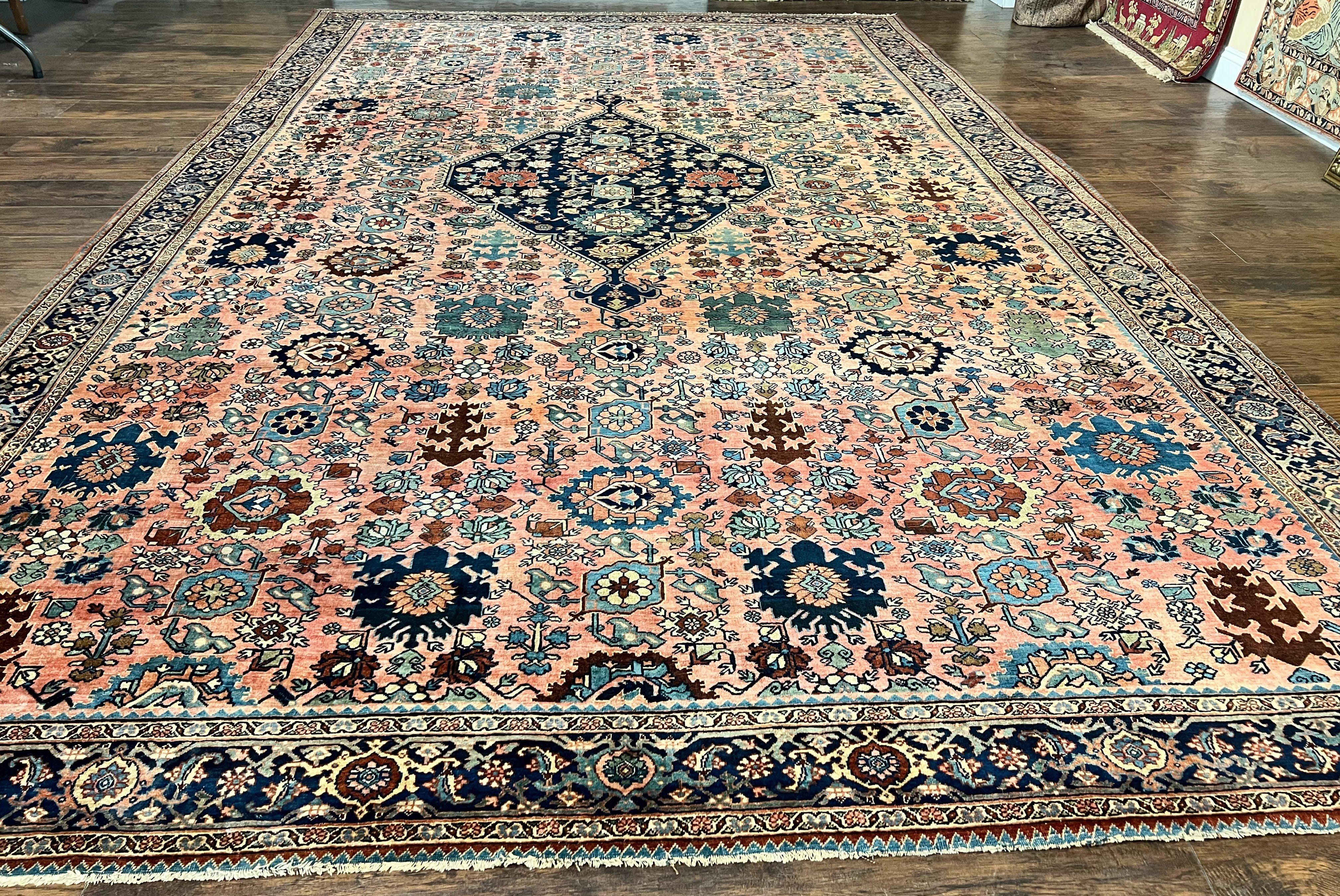 Rare Persian Sarouk Farahan Rug 9x15 – Antique Wool Carpet, Signed By Master Weaver - Jewel Rugs