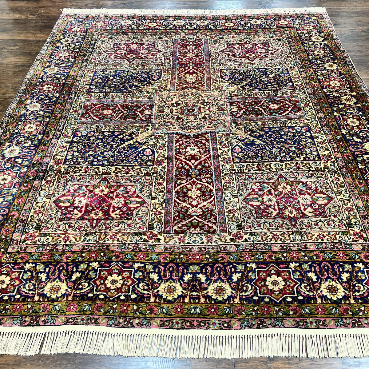 8x9 Rug Persian Kirman Lavar Rug 8x9, Antique Persian Carpet, Colorful Multico ...