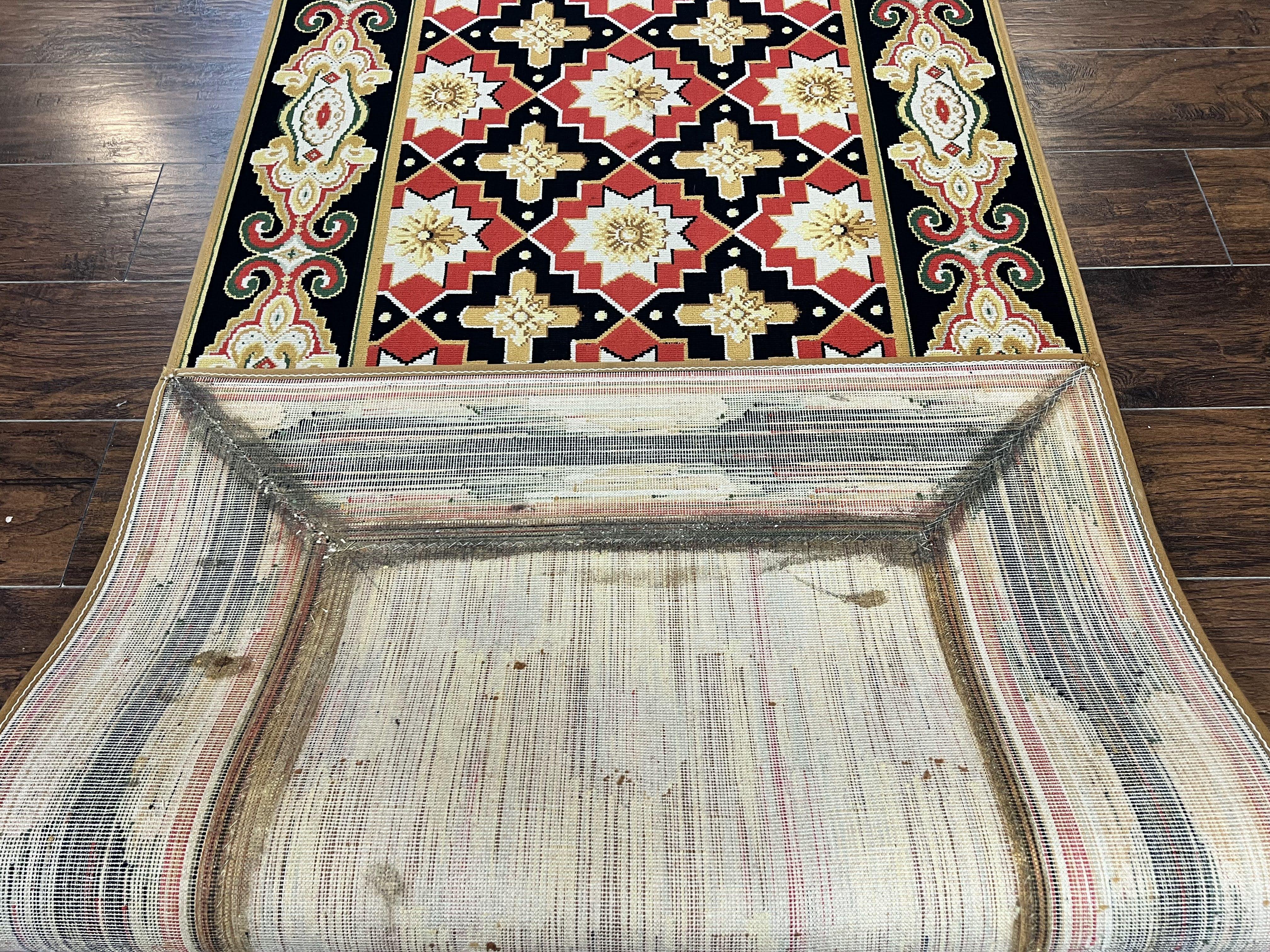 Vintage Runner Rug 3.5 x 14, Long Runner Rug, Stark Custom Made Carpet, European Design, Red Black Ivory Tan, Long Rug for Hallway - Jewel Rugs