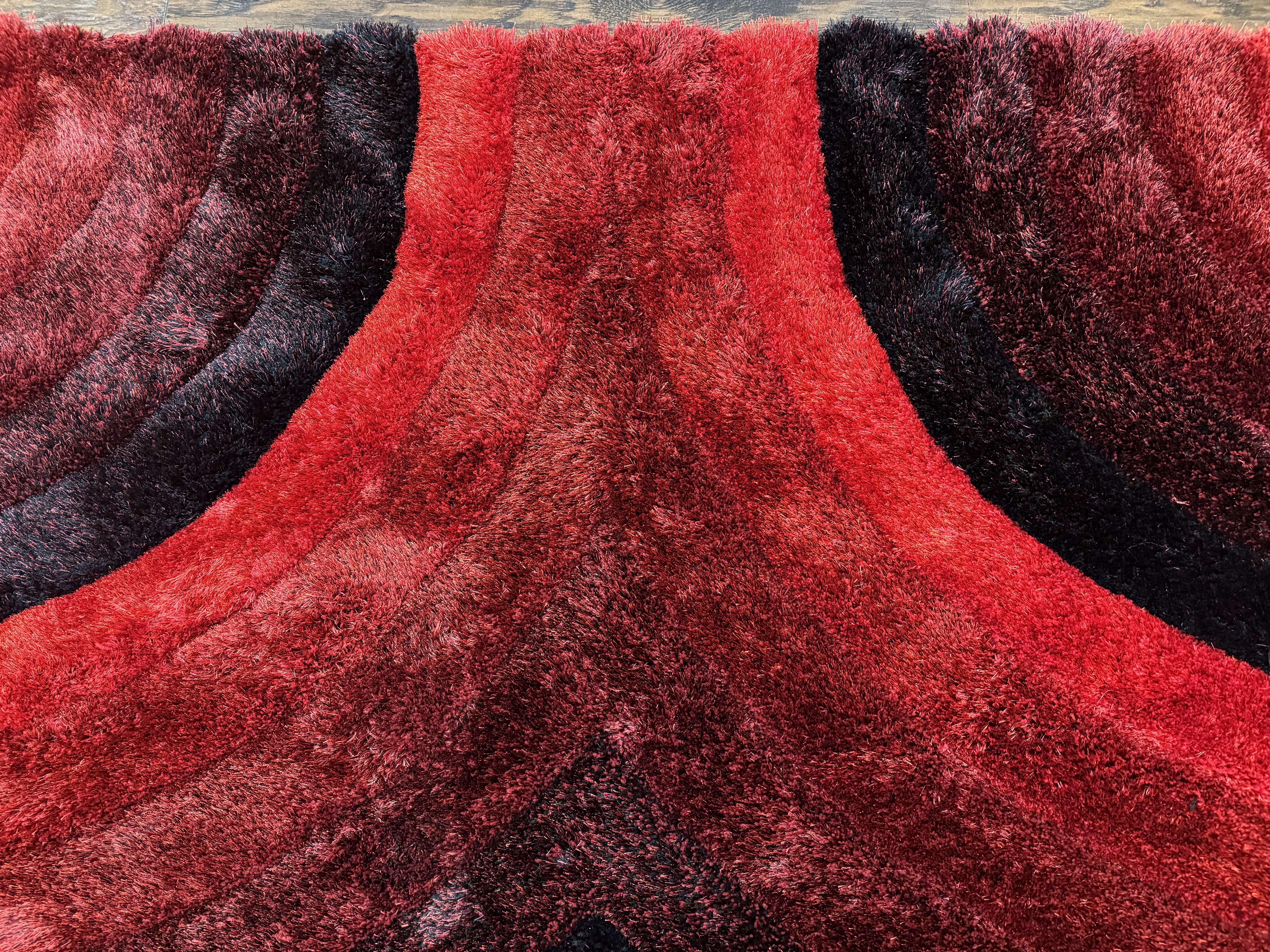 Red and Black Shag Rug 5x7, Pair A - Jewel Rugs