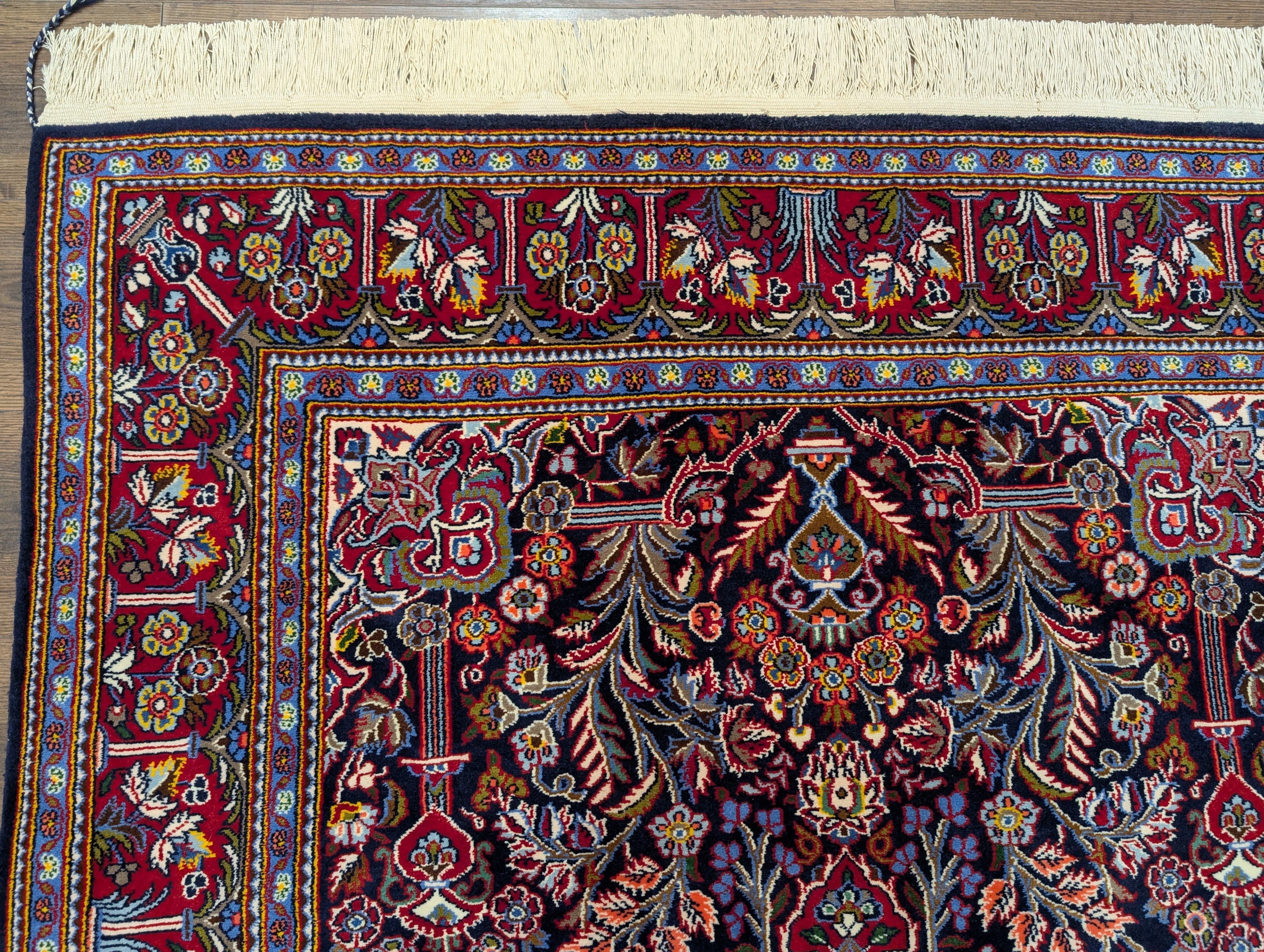 Persian Kashan Rug 5x7, Midnight Blue, Kork Wool, Fine 210 KPSI - Jewel Rugs